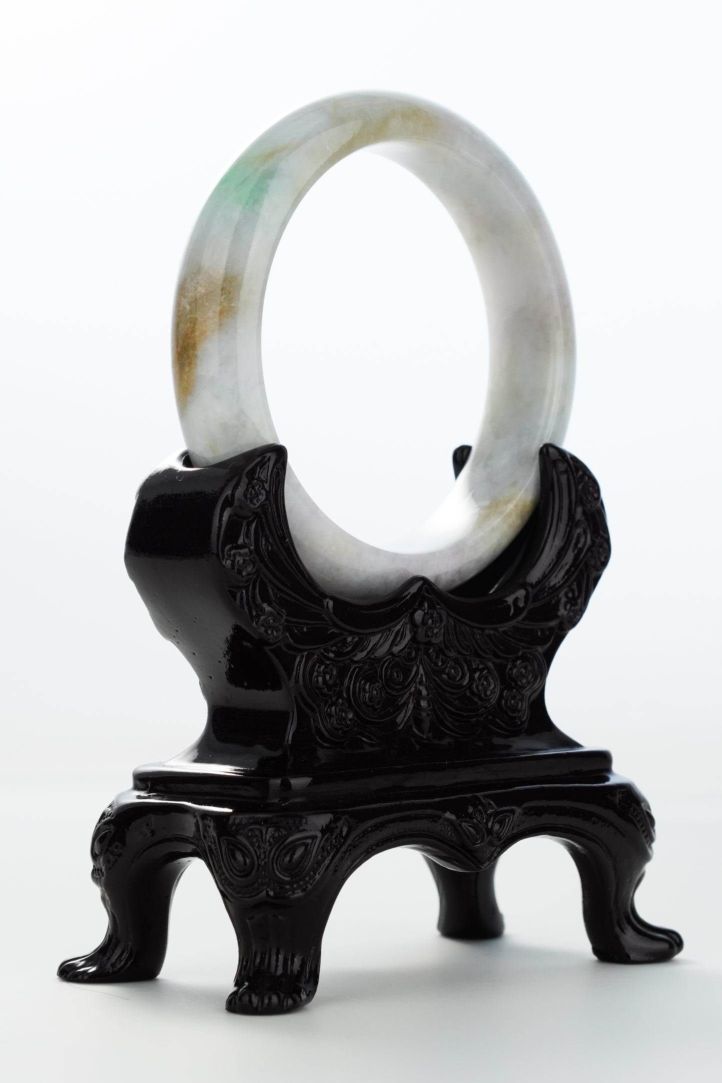 #0155 Sun Green Yellow White Jadeite Jade Bangle Size 57