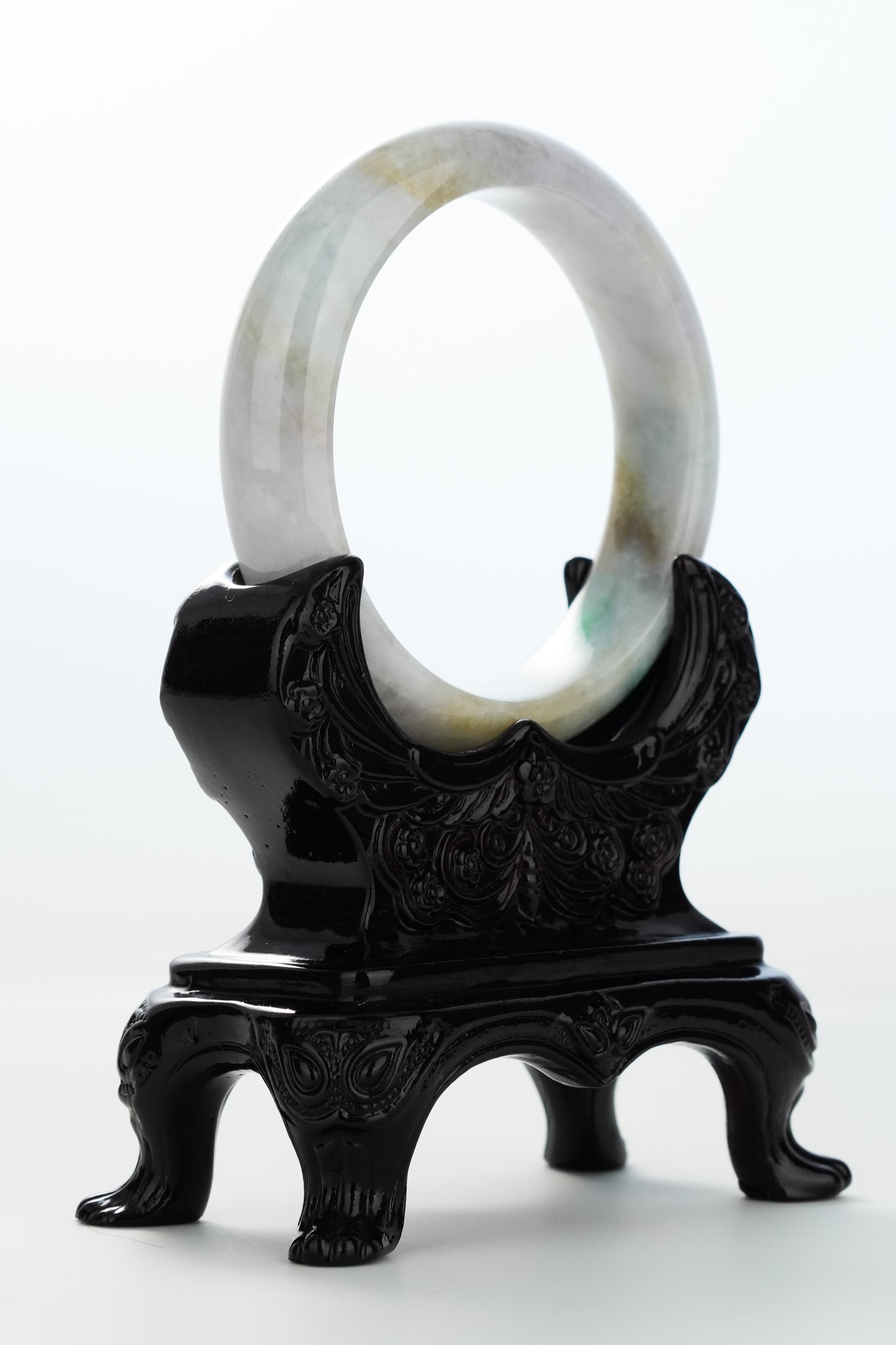 #0155 Sun Green Yellow White Jadeite Jade Bangle Size 57
