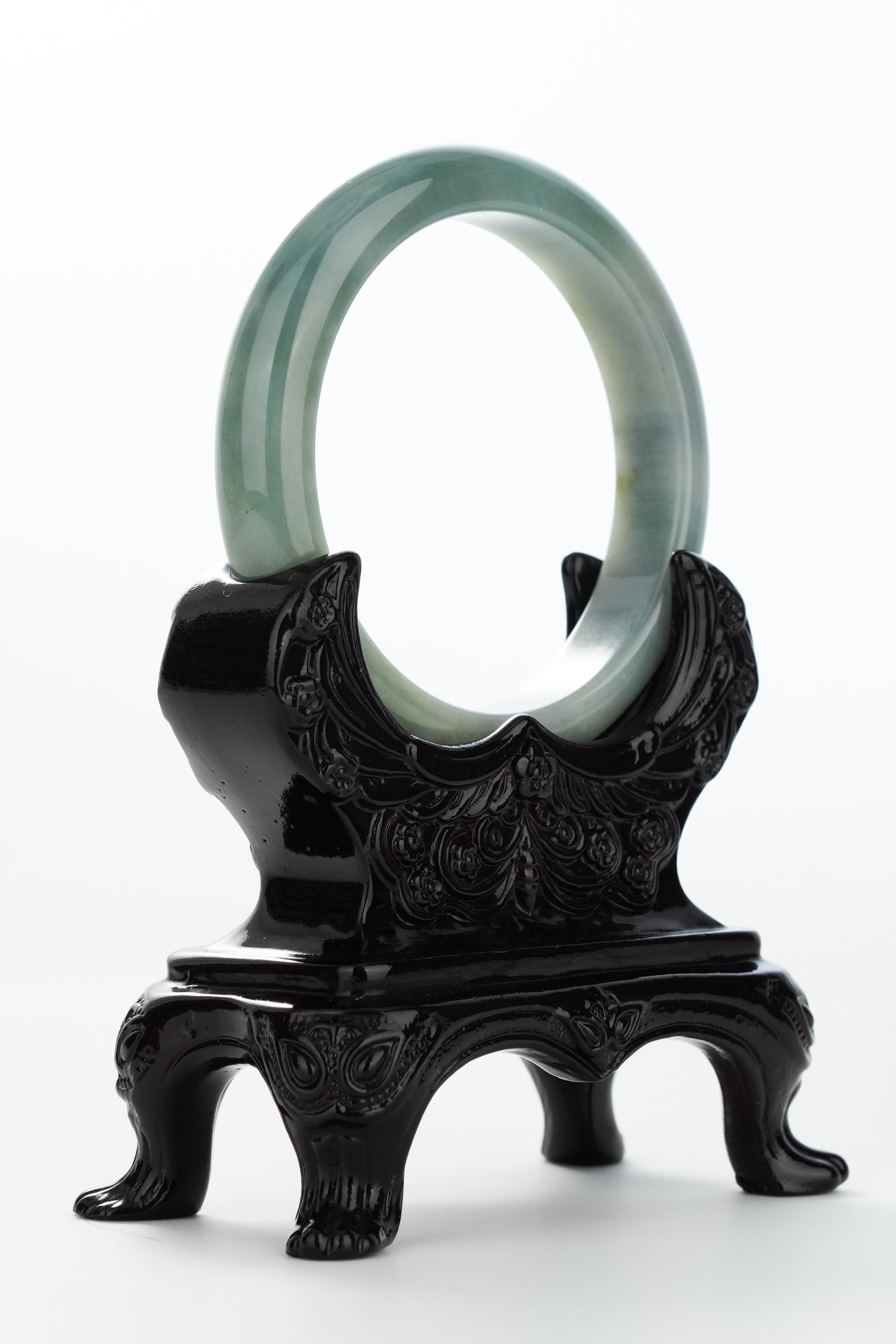 #0156 "Denim" Rich Bluish Green Jadeite Jade Bangle Size 57.6