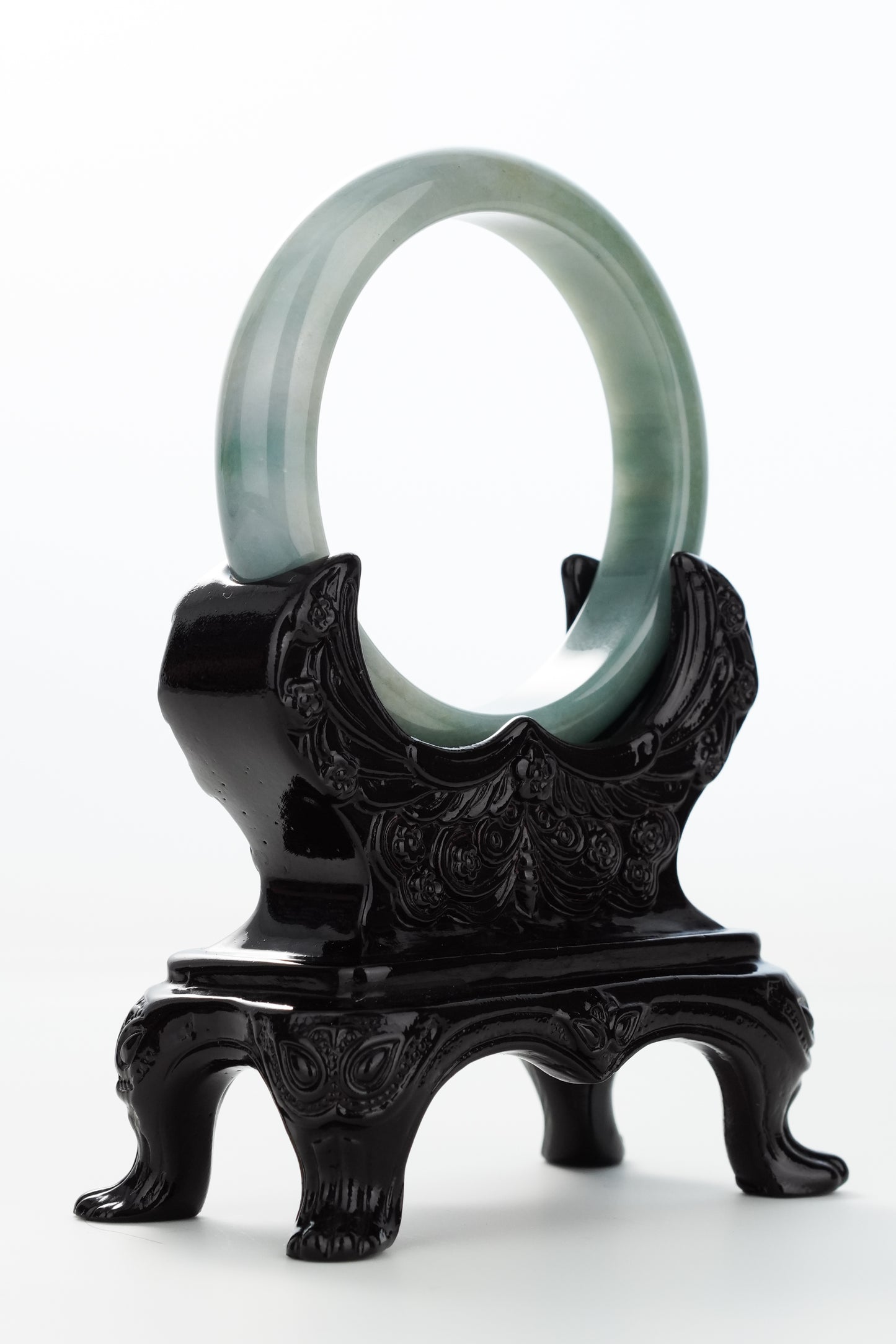 #0156 "Denim" Rich Bluish Green Jadeite Jade Bangle Size 57.6