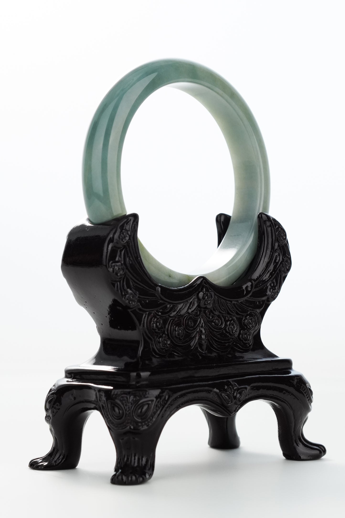 #0156 "Denim" Rich Bluish Green Jadeite Jade Bangle Size 57.6