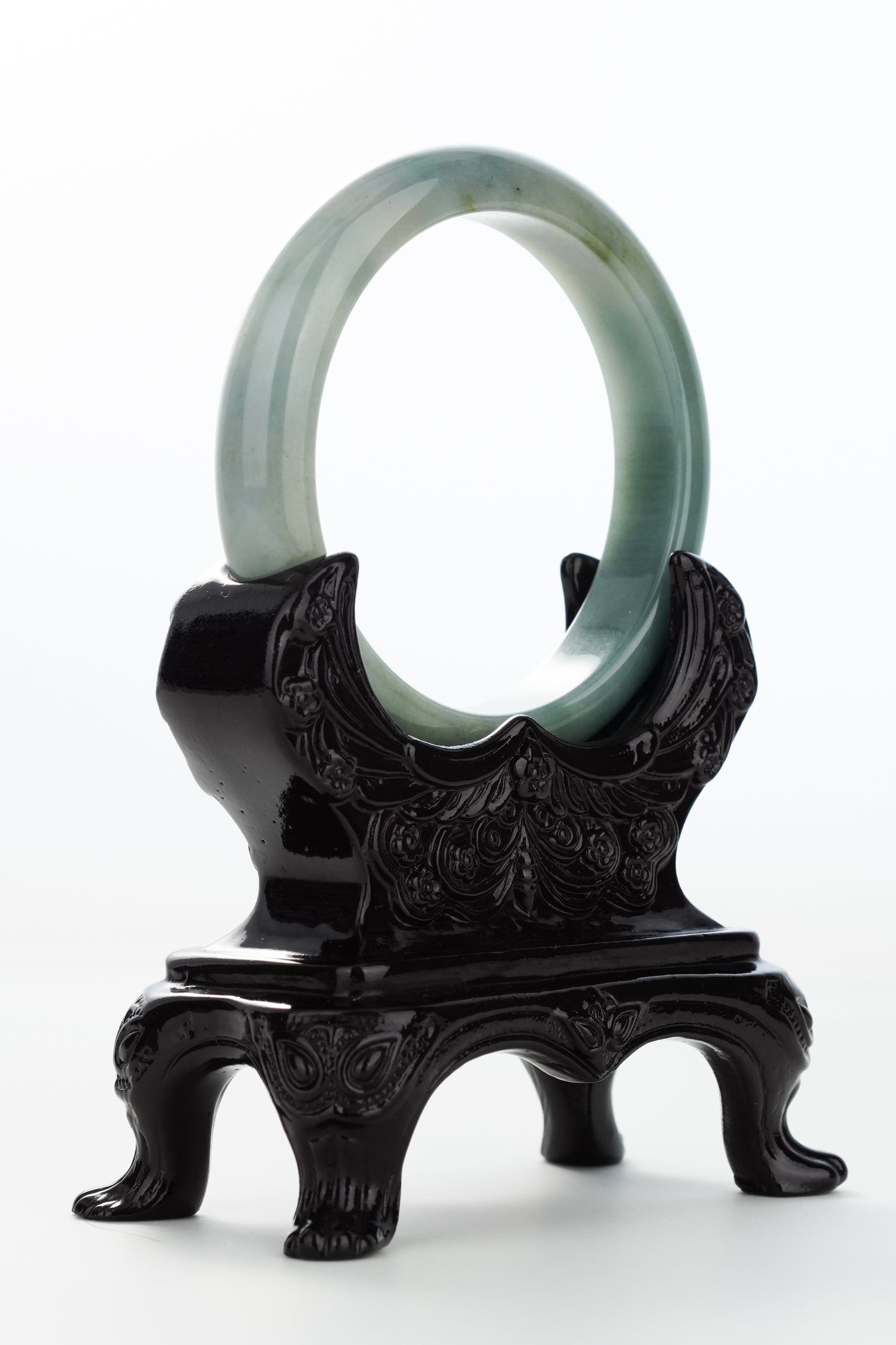 #0156 "Denim" Rich Bluish Green Jadeite Jade Bangle Size 57.6