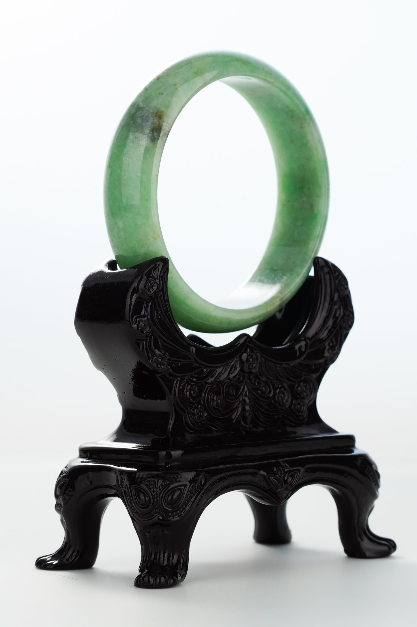 #0160 Pine Green Jadeite Jade Bangle Size 56.5
