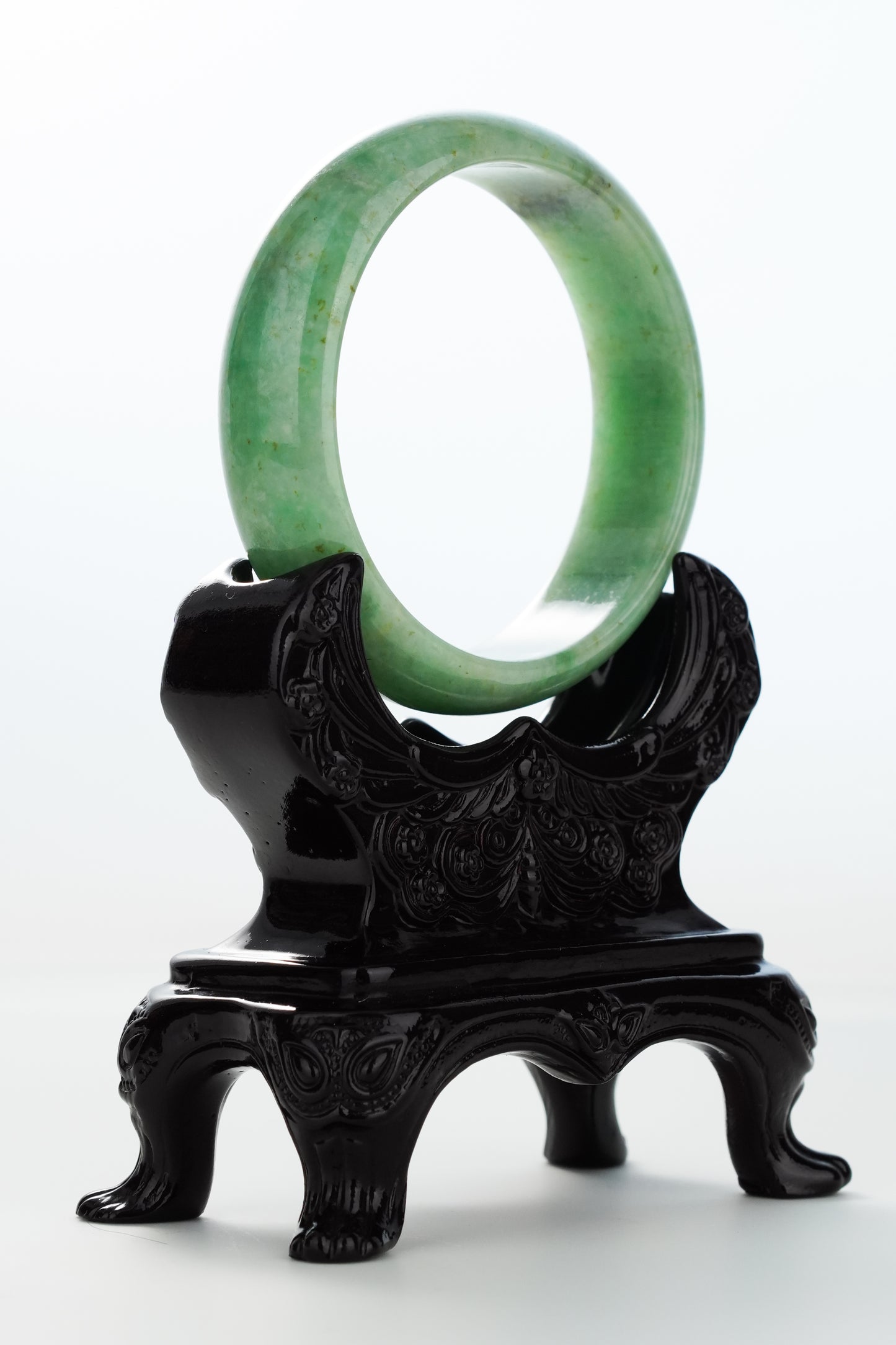 #0160 Pine Green Jadeite Jade Bangle Size 56.5