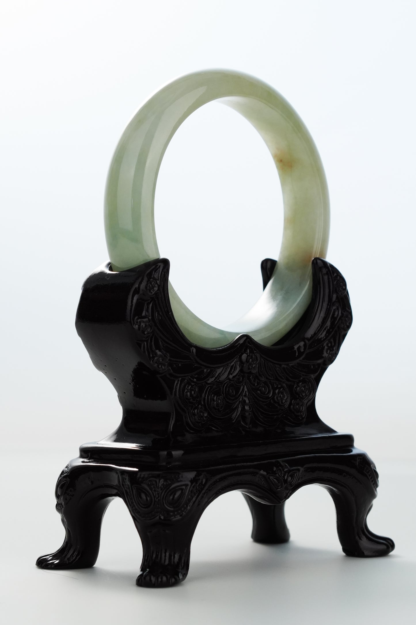 #0161 Icy Green Red Jadeite Jade Bangle Size 57
