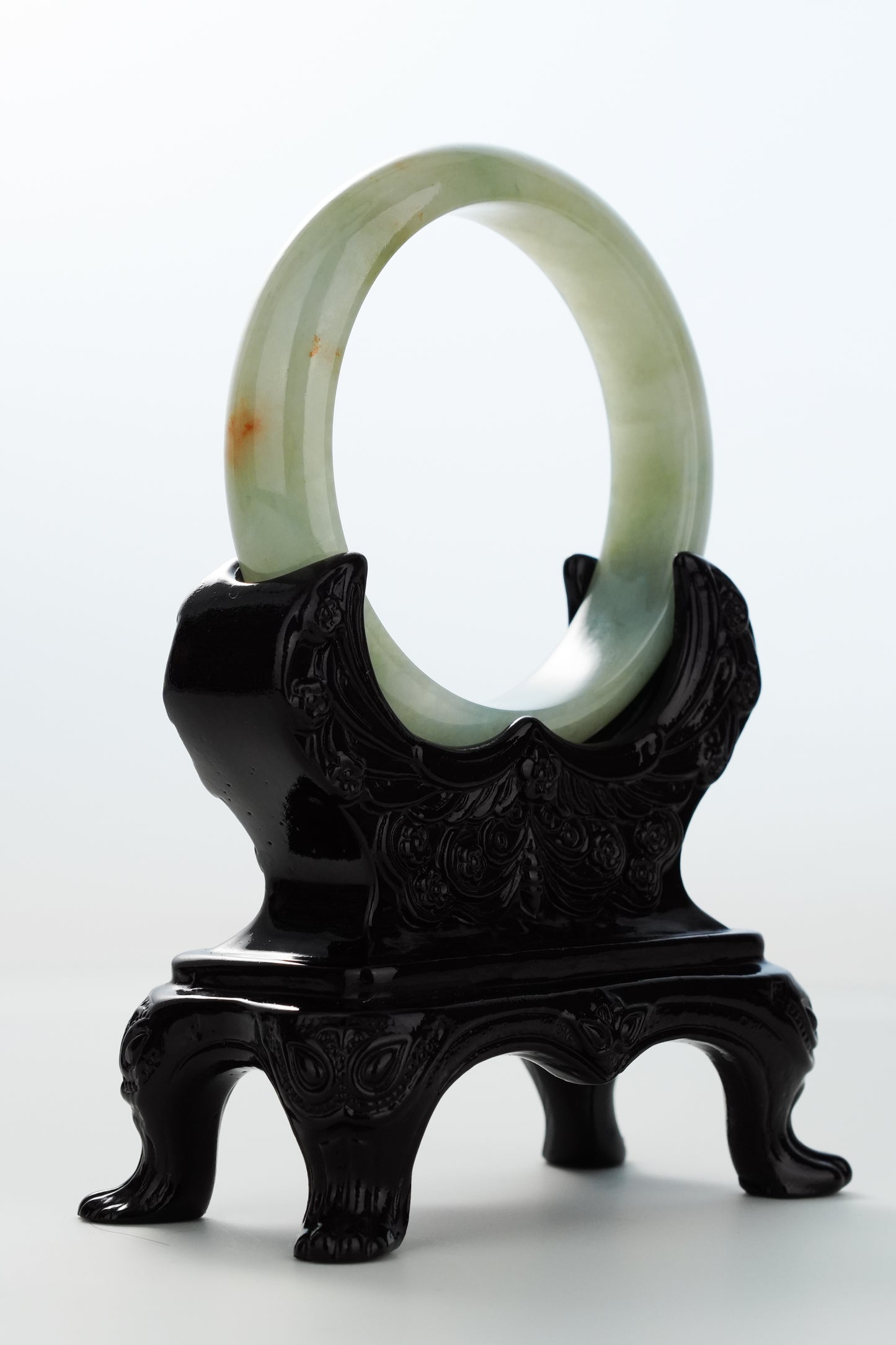 #0161 Icy Green Red Jadeite Jade Bangle Size 57