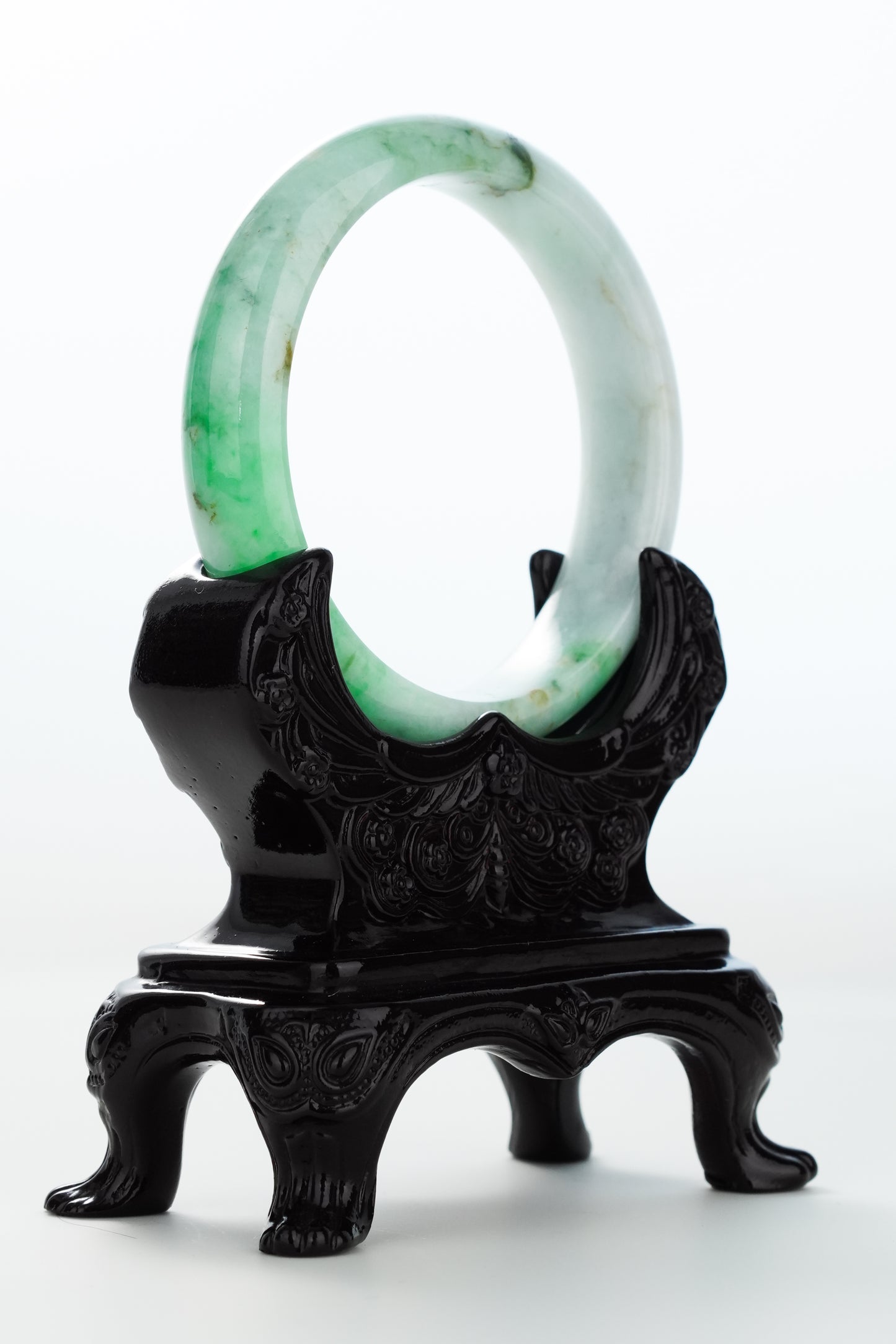 #0166 Bright Sun Green Yellow Spot Jadeite Jade Bangle Size 59