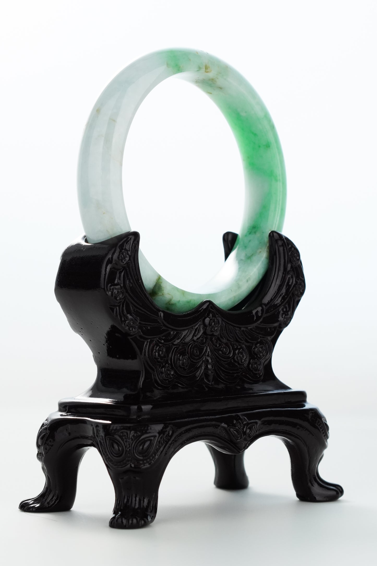 #0166 Bright Sun Green Yellow Spot Jadeite Jade Bangle Size 59