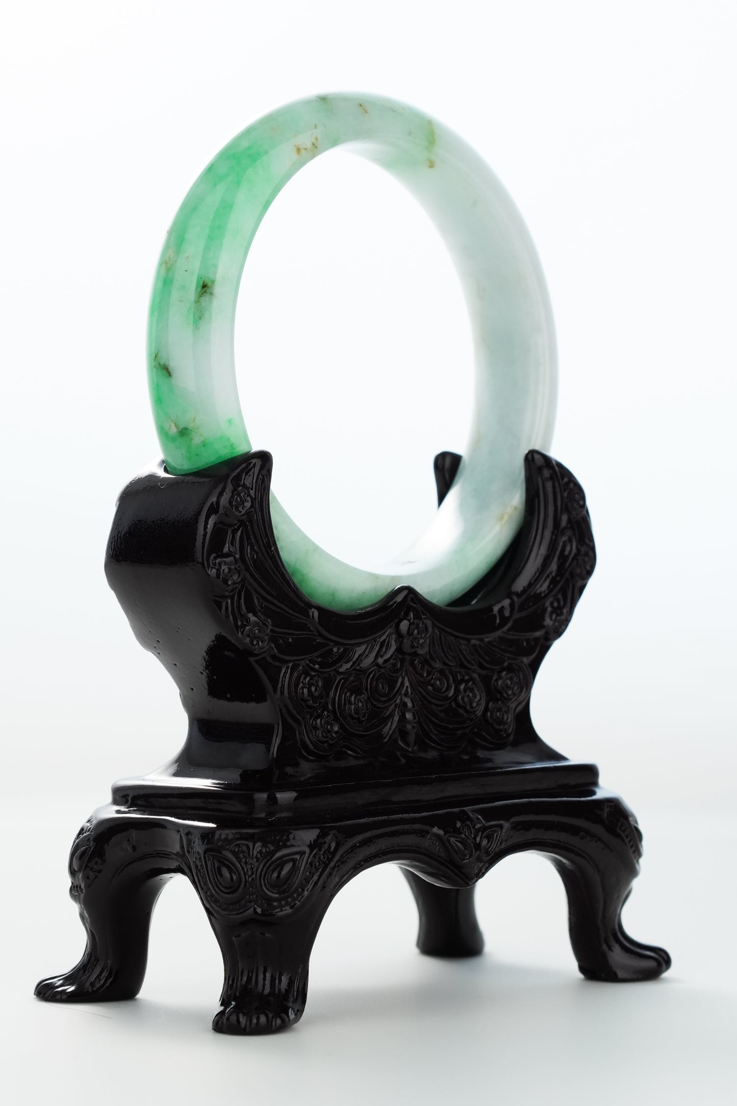 #0166 Bright Sun Green Yellow Spot Jadeite Jade Bangle Size 59