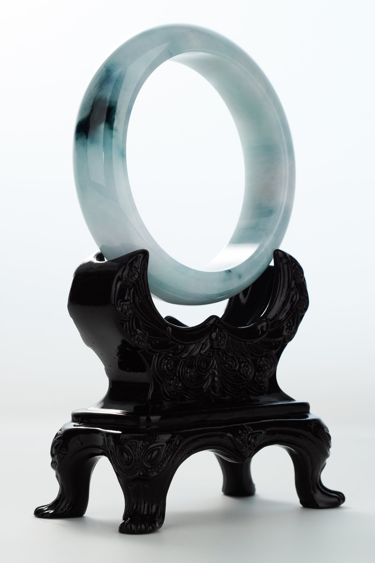 #0169 Rich Blue Green White Jadeite Jade Bangle Size 62.4