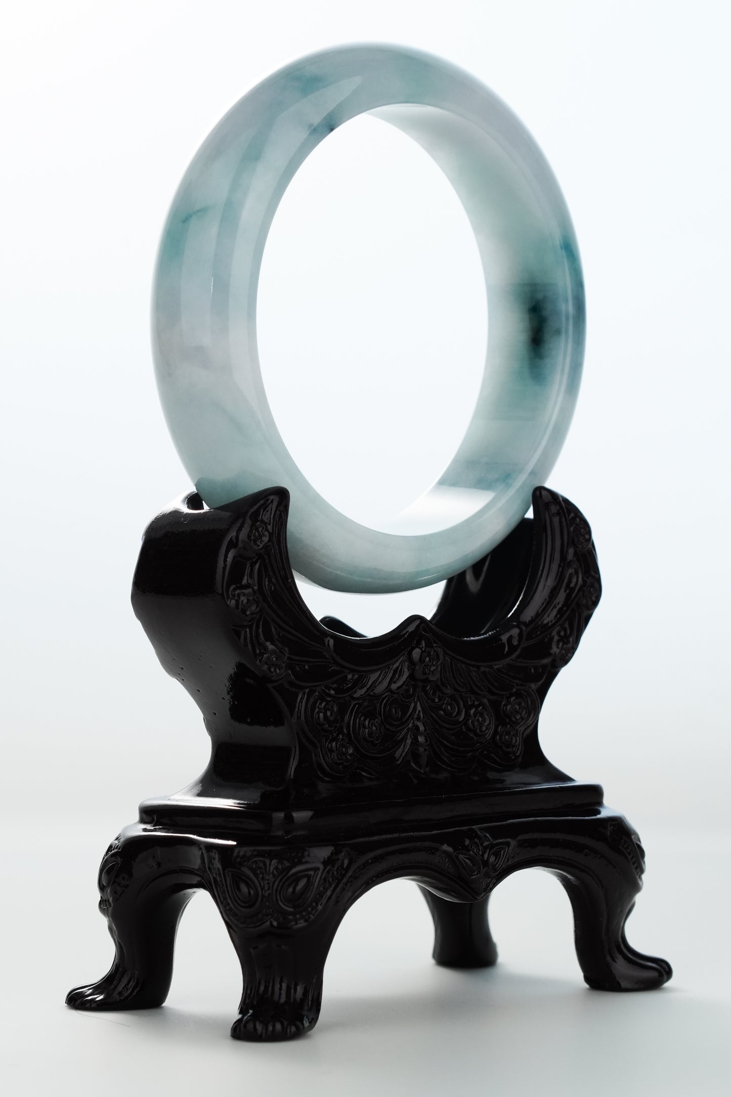 #0169 Rich Blue Green White Jadeite Jade Bangle Size 62.4