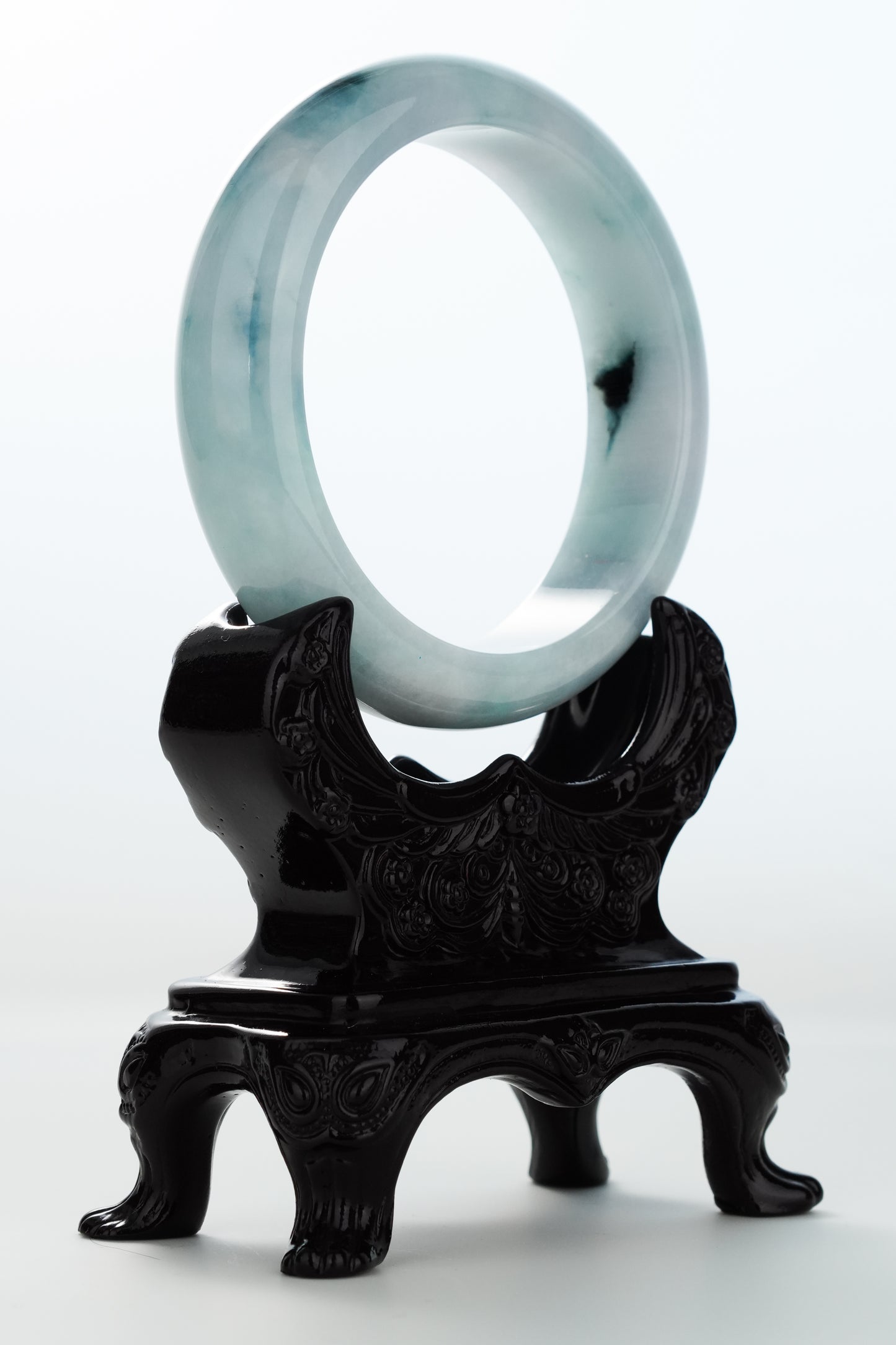 #0169 Rich Blue Green White Jadeite Jade Bangle Size 62.4