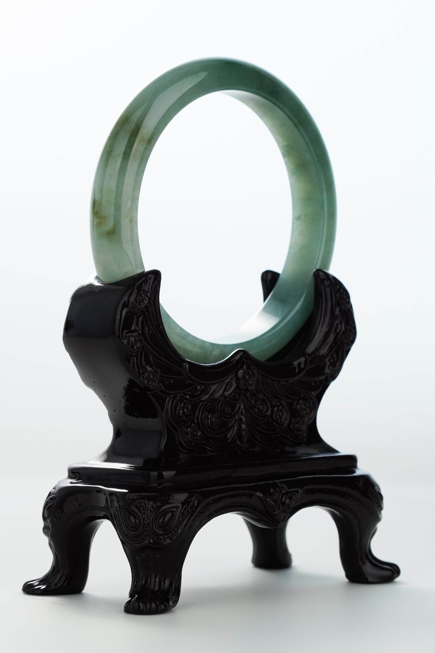 #0171 Icy Bluish Green Jadeite Jade Bangle Size 59.5