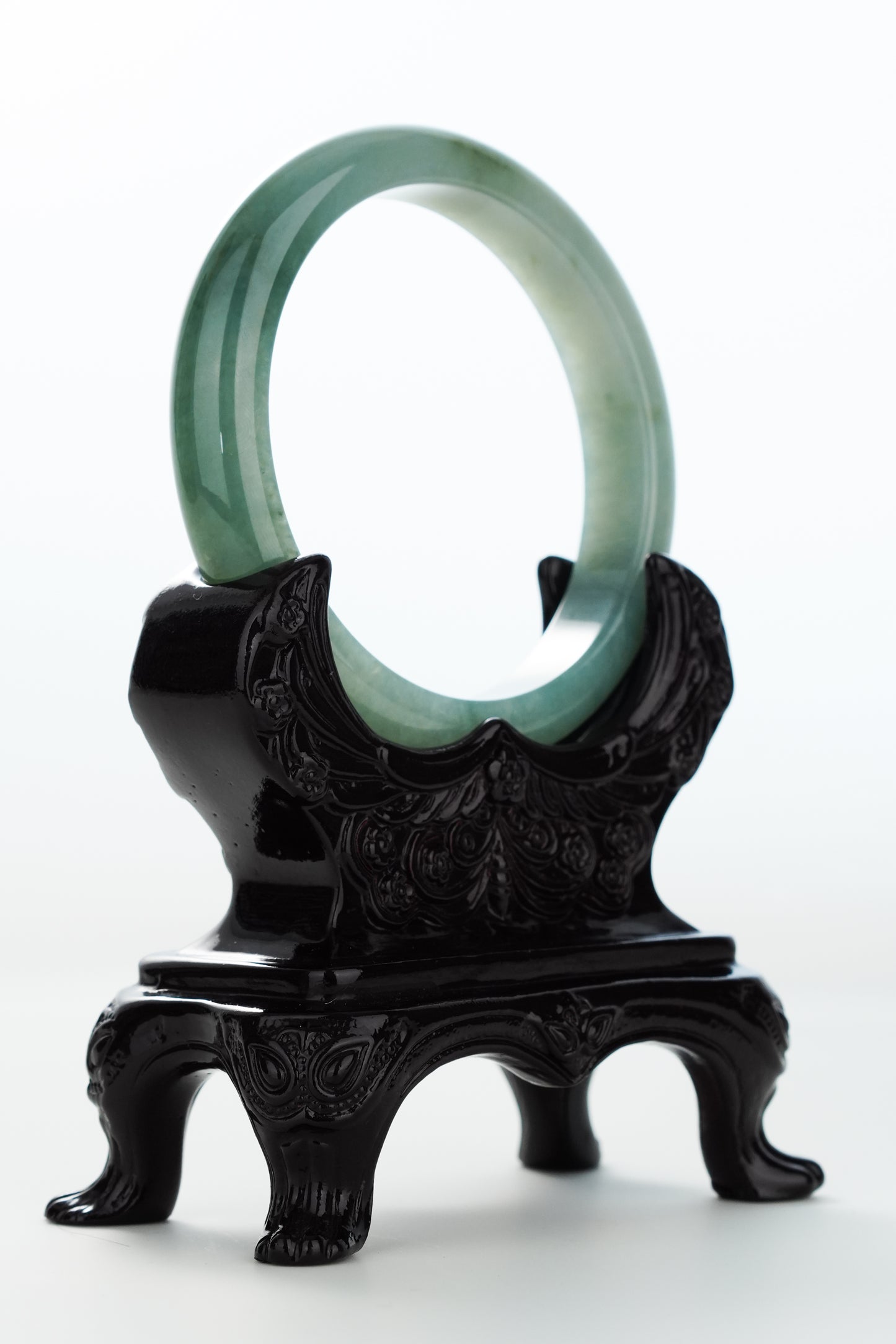 #0171 Icy Bluish Green Jadeite Jade Bangle Size 59.5