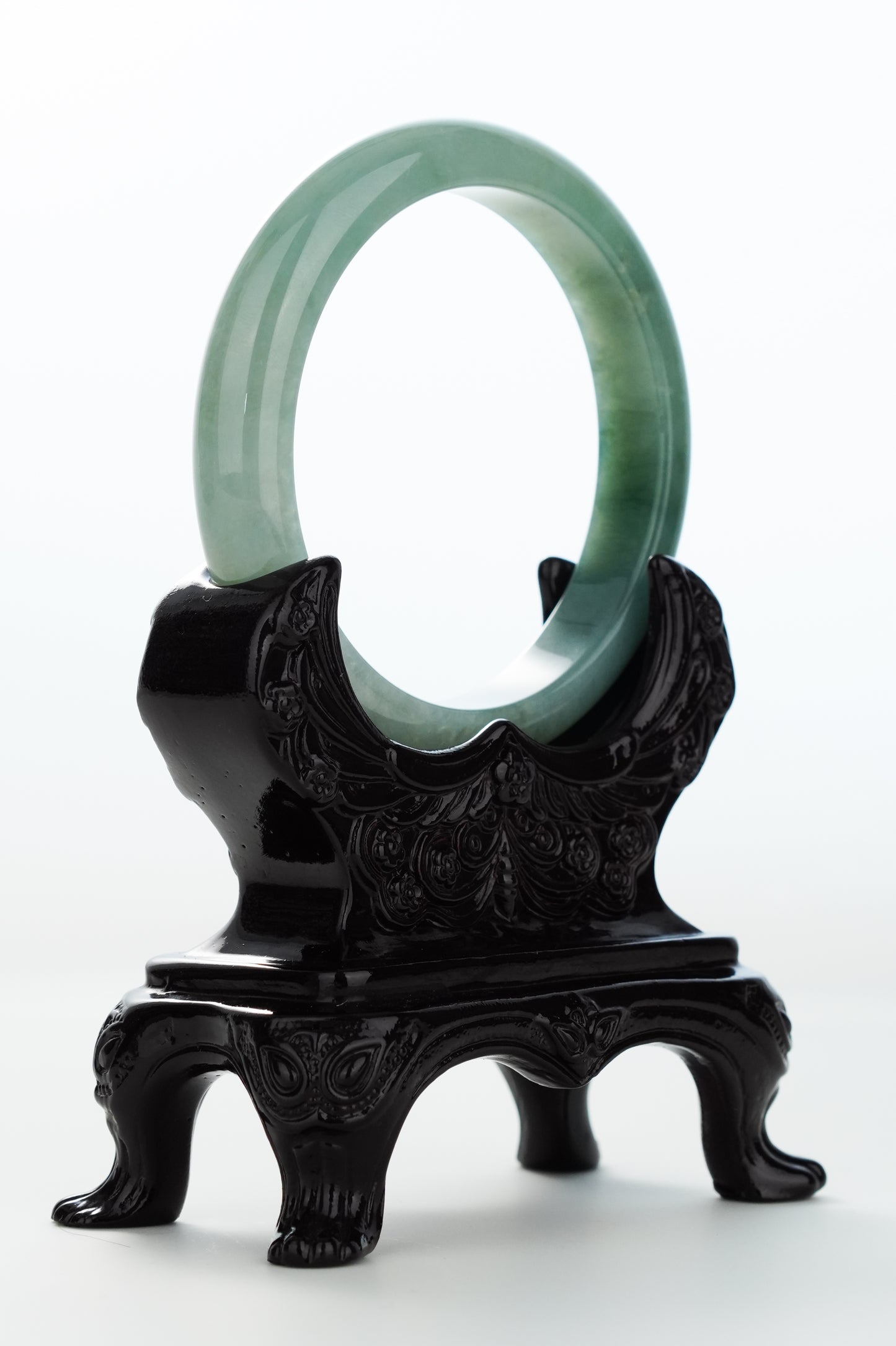 #0171 Icy Bluish Green Jadeite Jade Bangle Size 59.5
