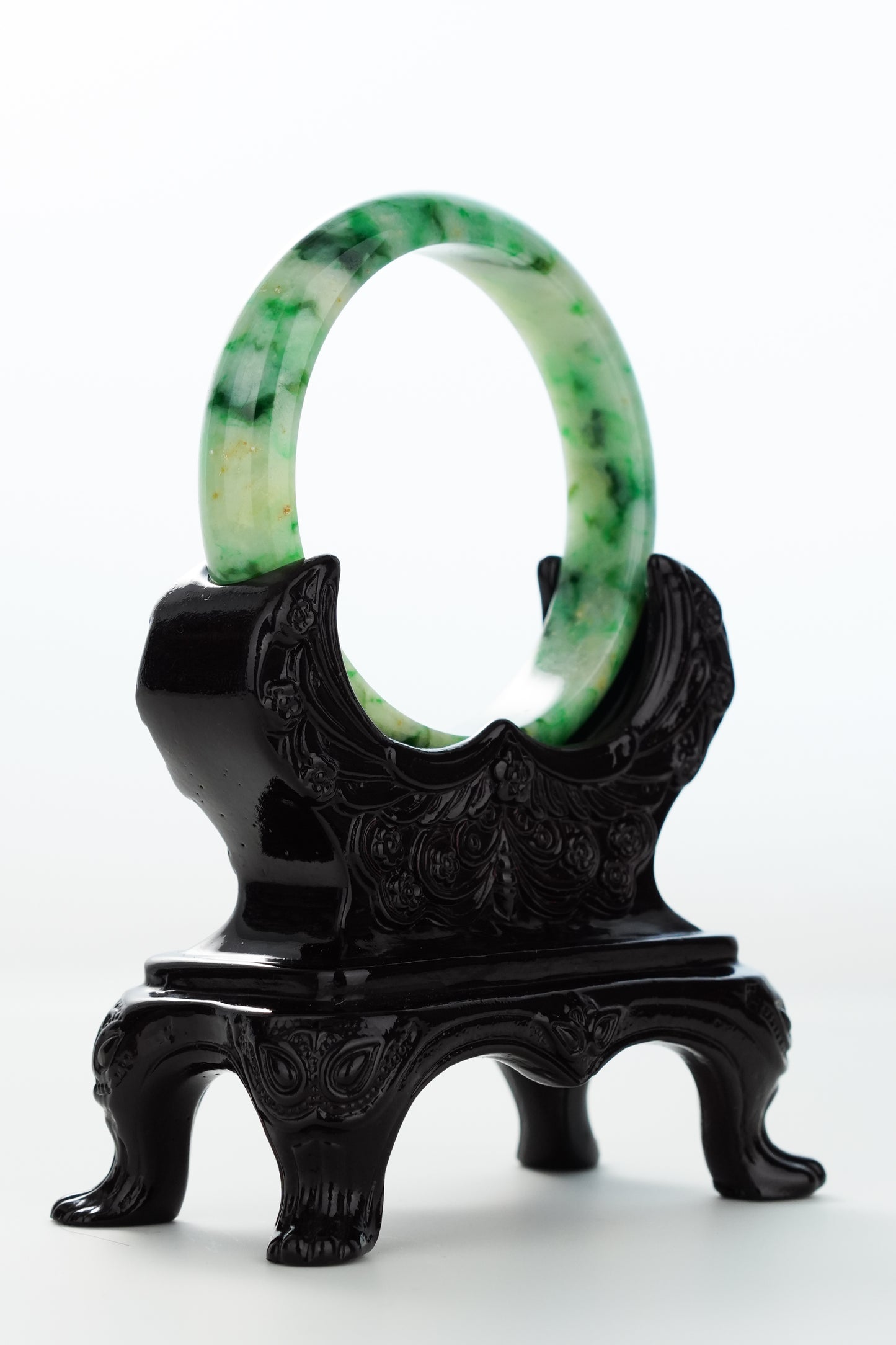 #0172 Rich Green Yellow Jadeite Jade Bangle Size 56