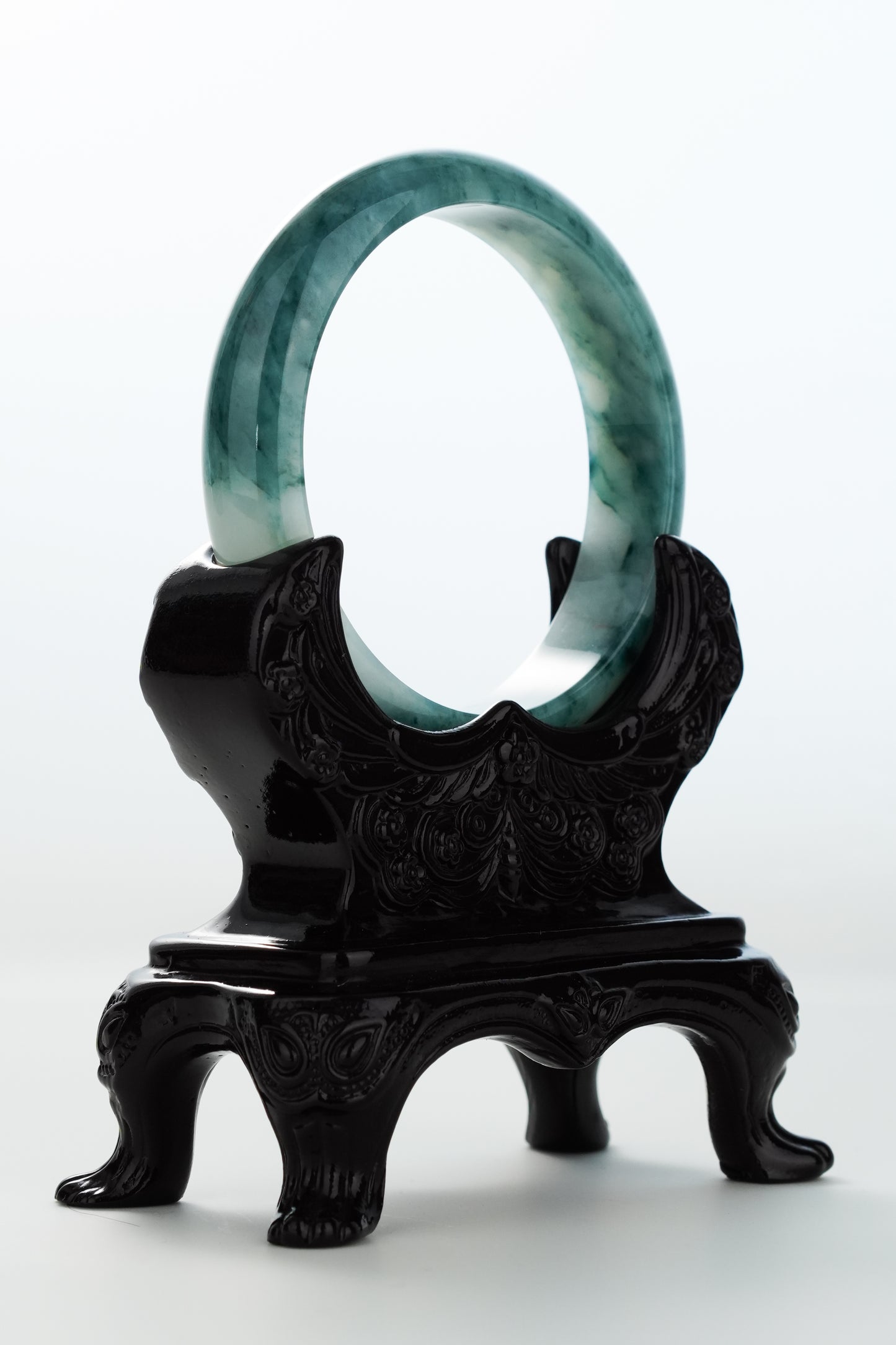 #0176 Icy Rich Blue Jade Bangle Size 58.1