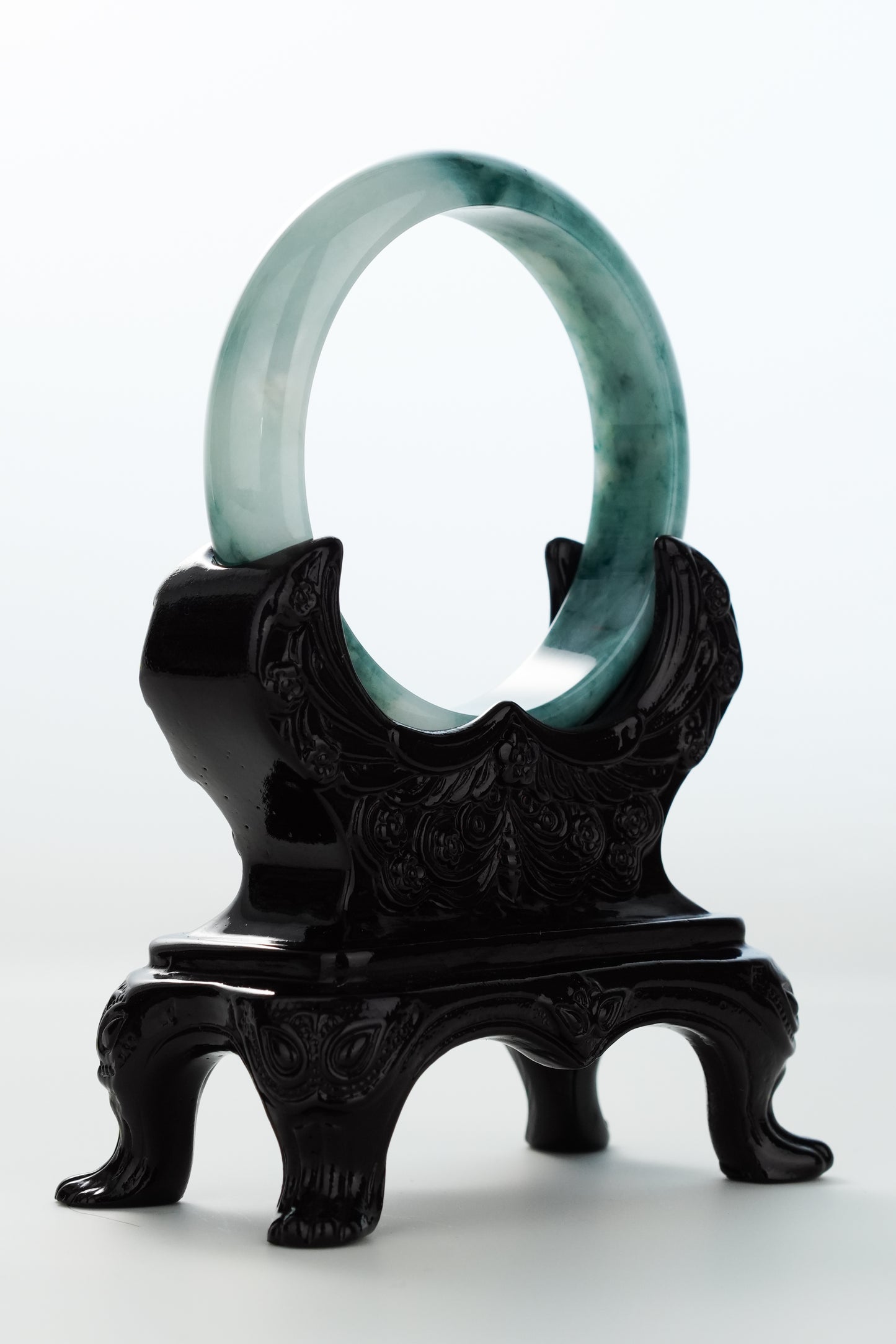 #0176 Icy Rich Blue Jade Bangle Size 58.1