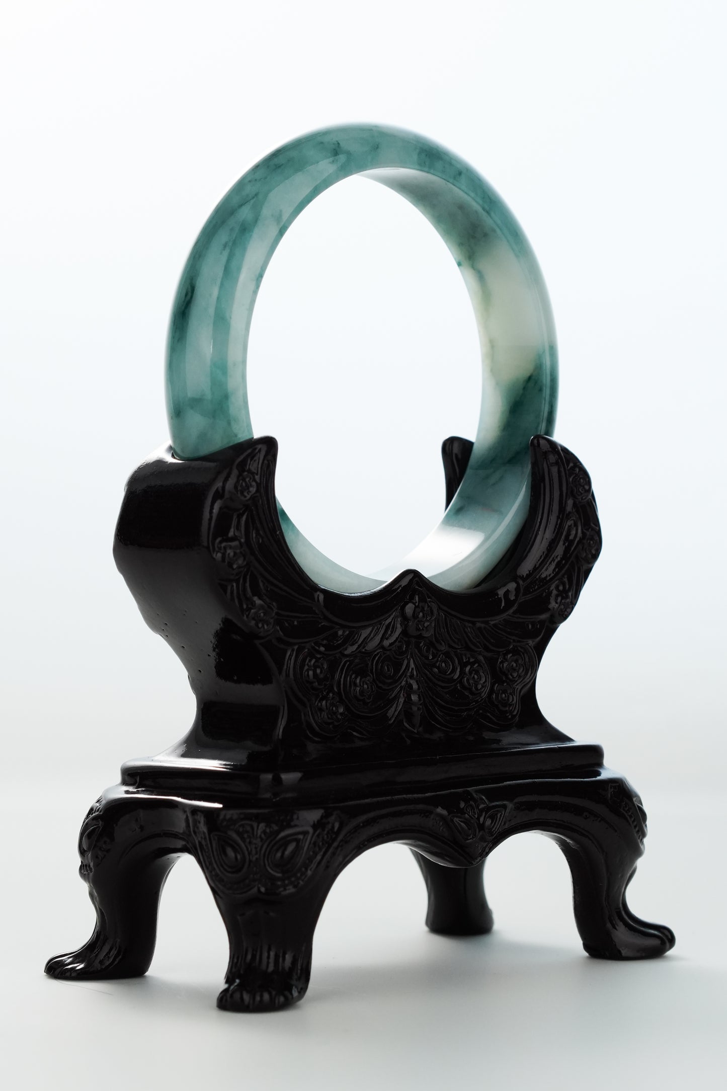 #0176 Icy Rich Blue Jade Bangle Size 58.1
