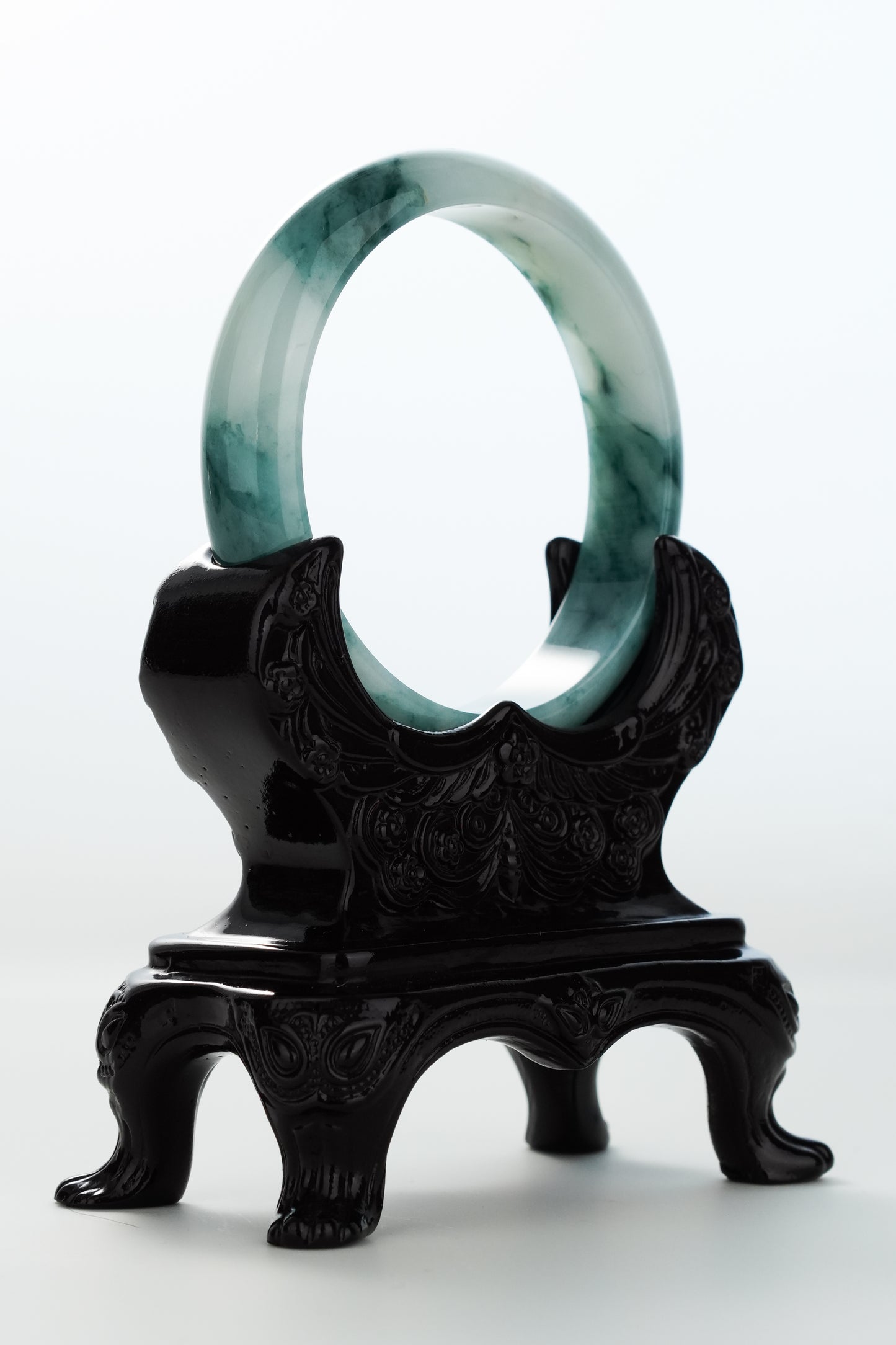 #0176 Icy Rich Blue Jade Bangle Size 58.1