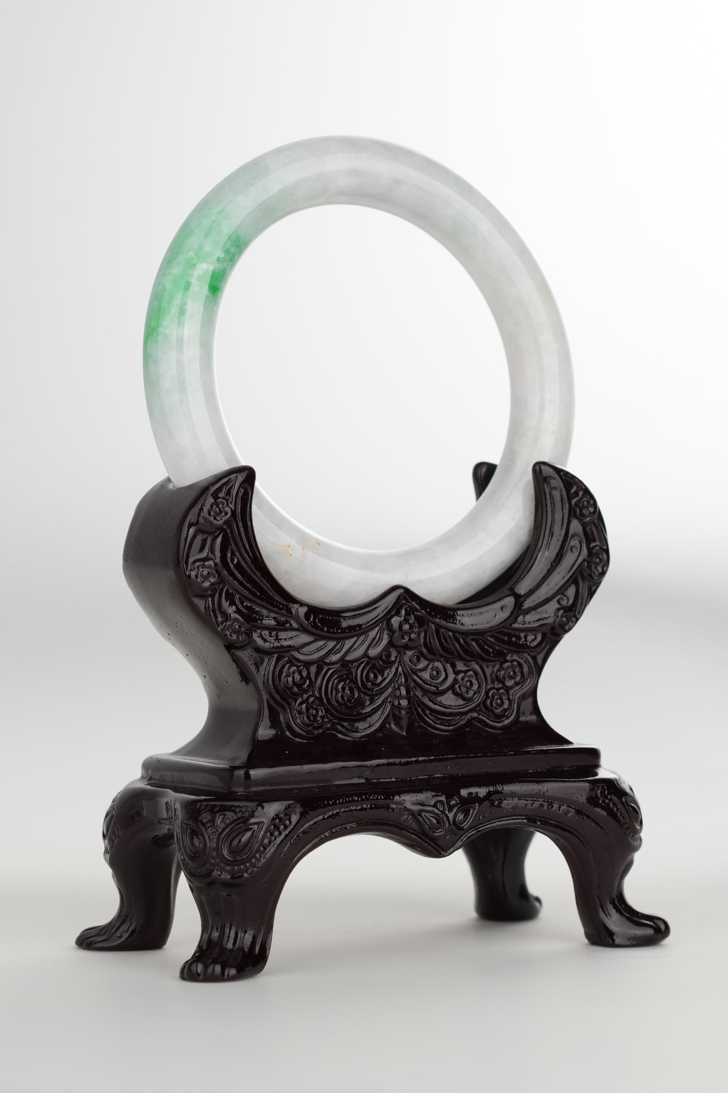 #0180 Sun Green White Jade Bangle Size 55.8 (fits up to 57.5)