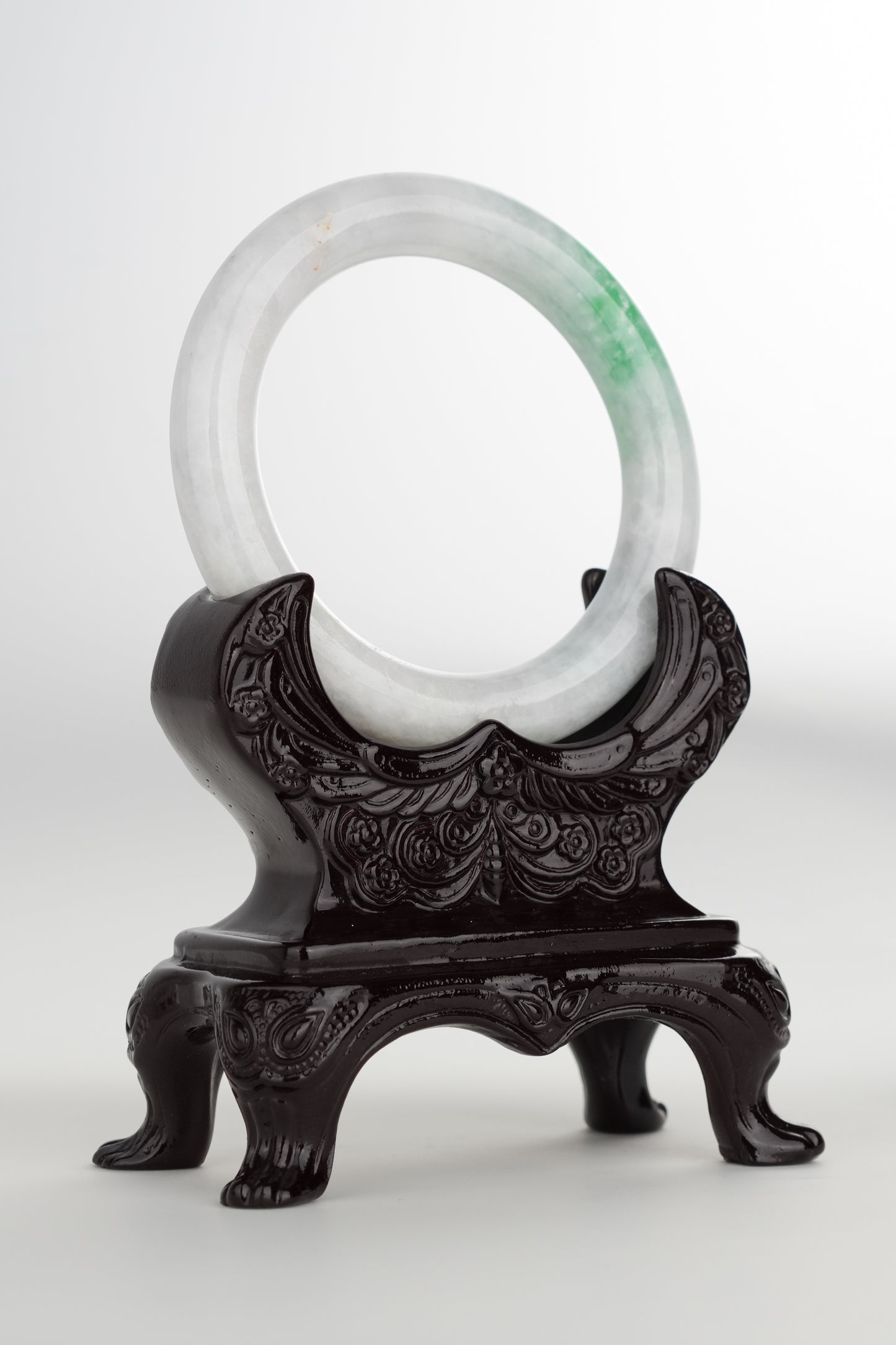 #0180 Sun Green White Jade Bangle Size 55.8 (fits up to 57.5)