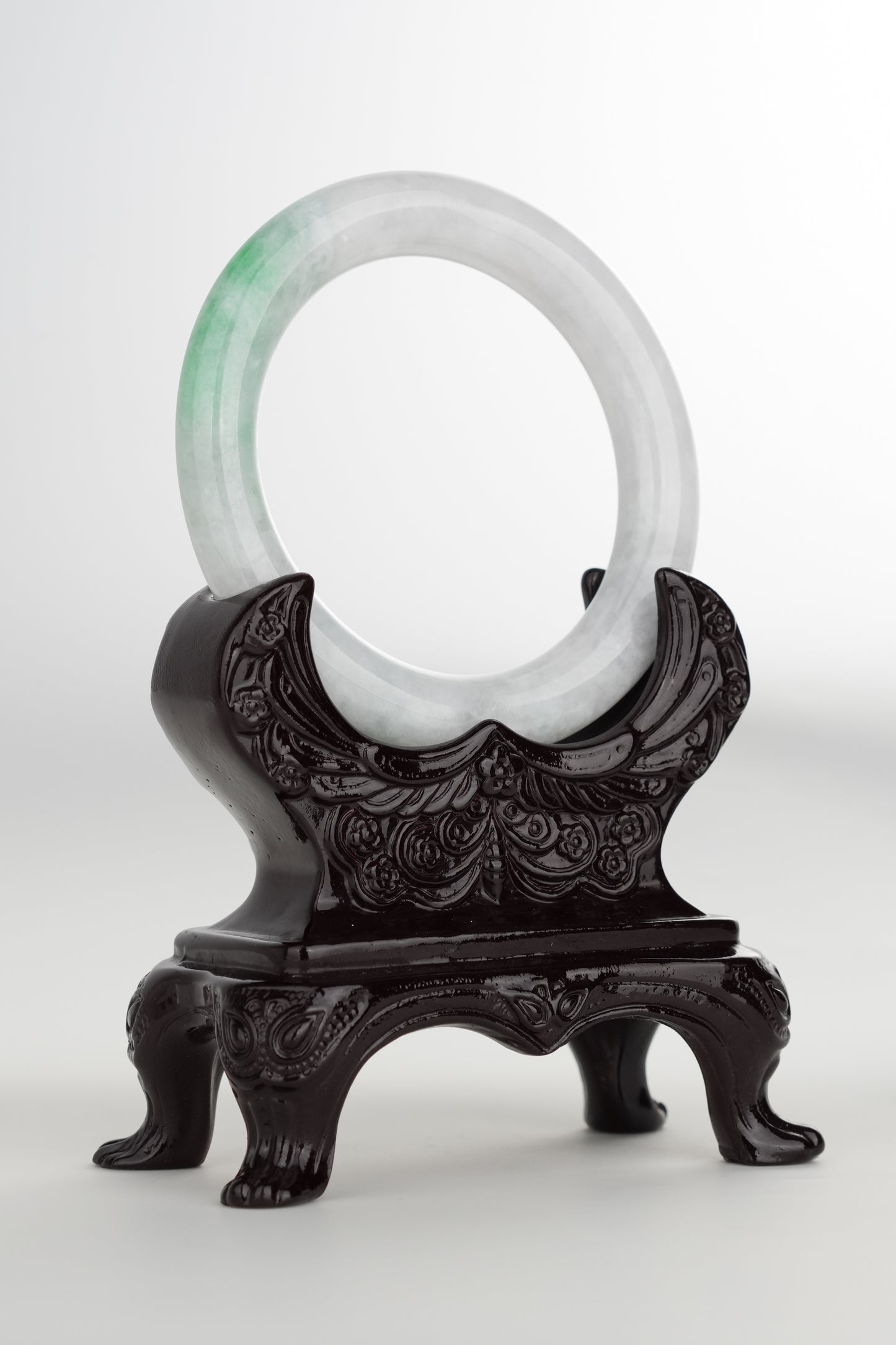 #0180 Sun Green White Jade Bangle Size 55.8 (fits up to 57.5)