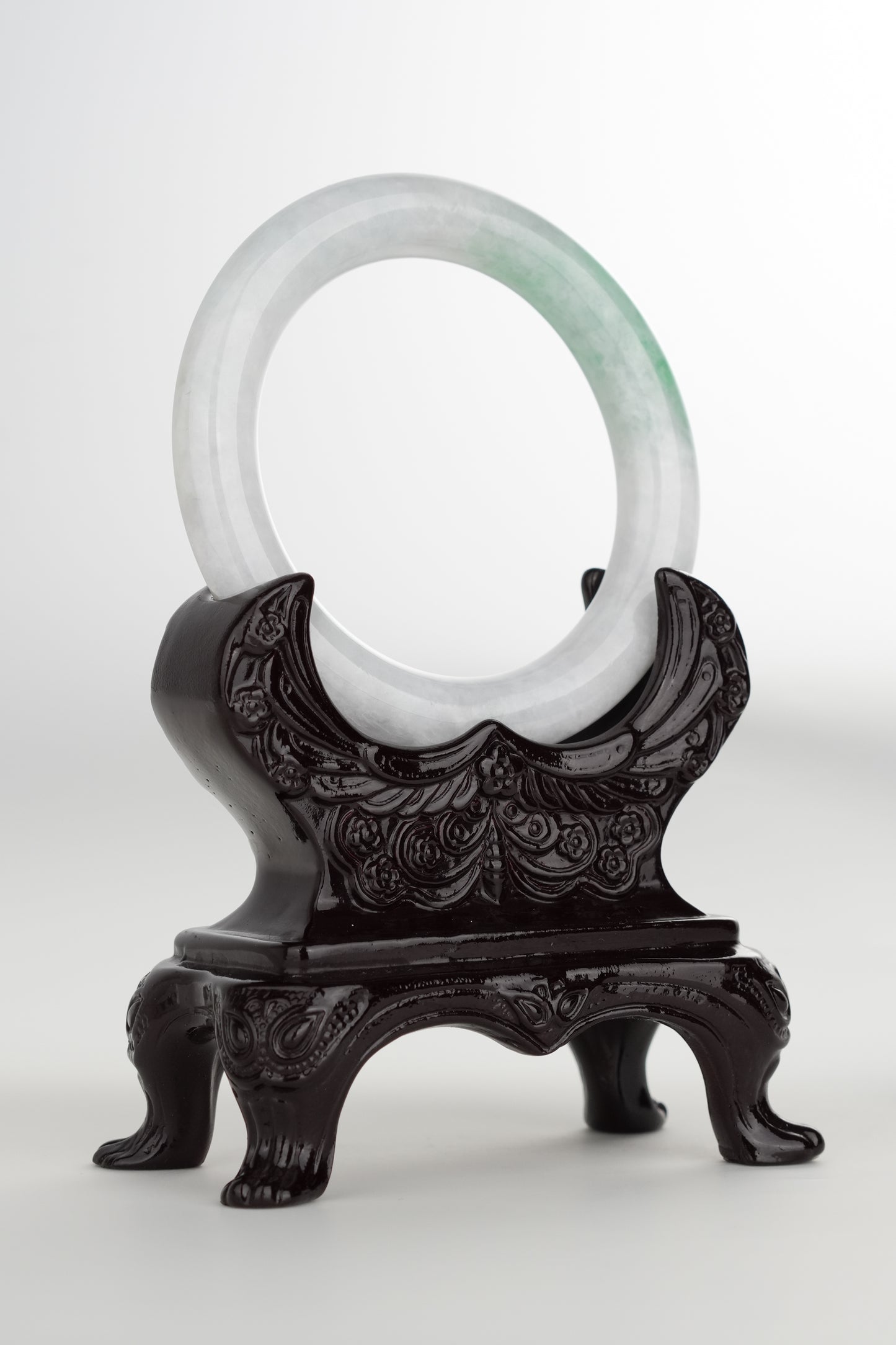 #0180 Sun Green White Jade Bangle Size 55.8 (fits up to 57.5)