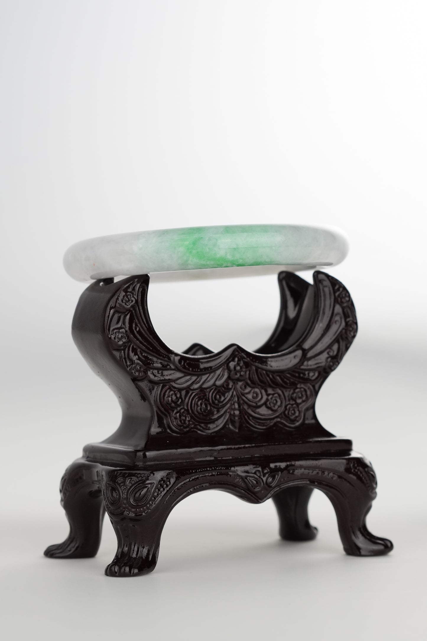 #0180 Sun Green White Jade Bangle Size 55.8 (fits up to 57.5)