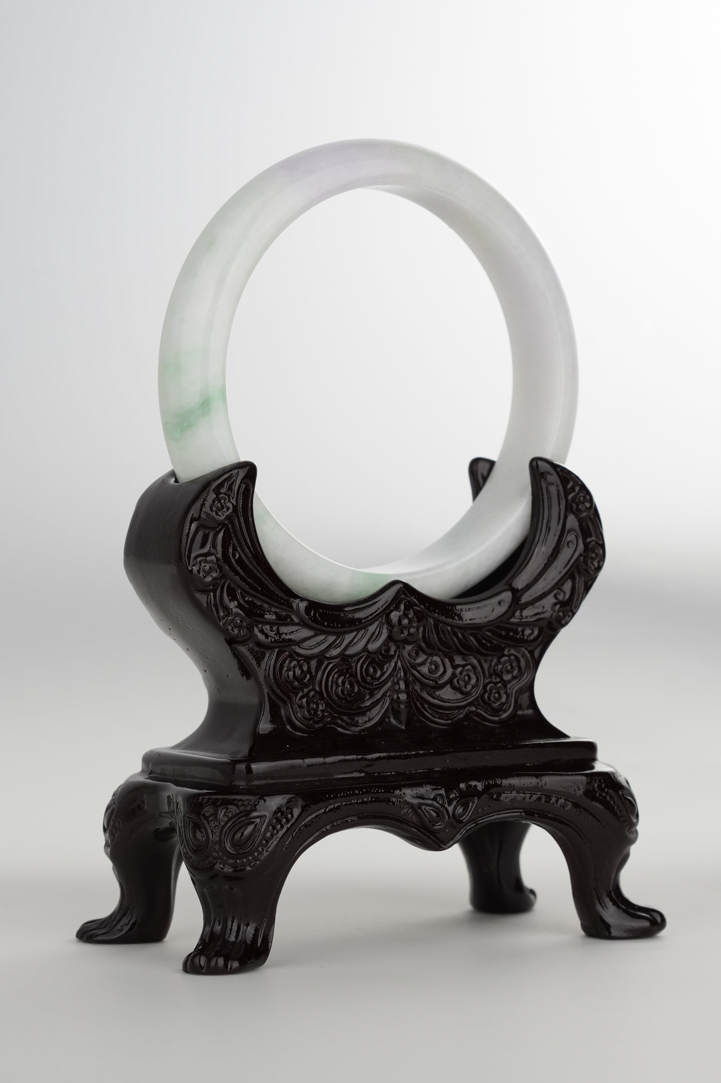 #0190 White Green Lavender Jade Bangle Size 60.6
