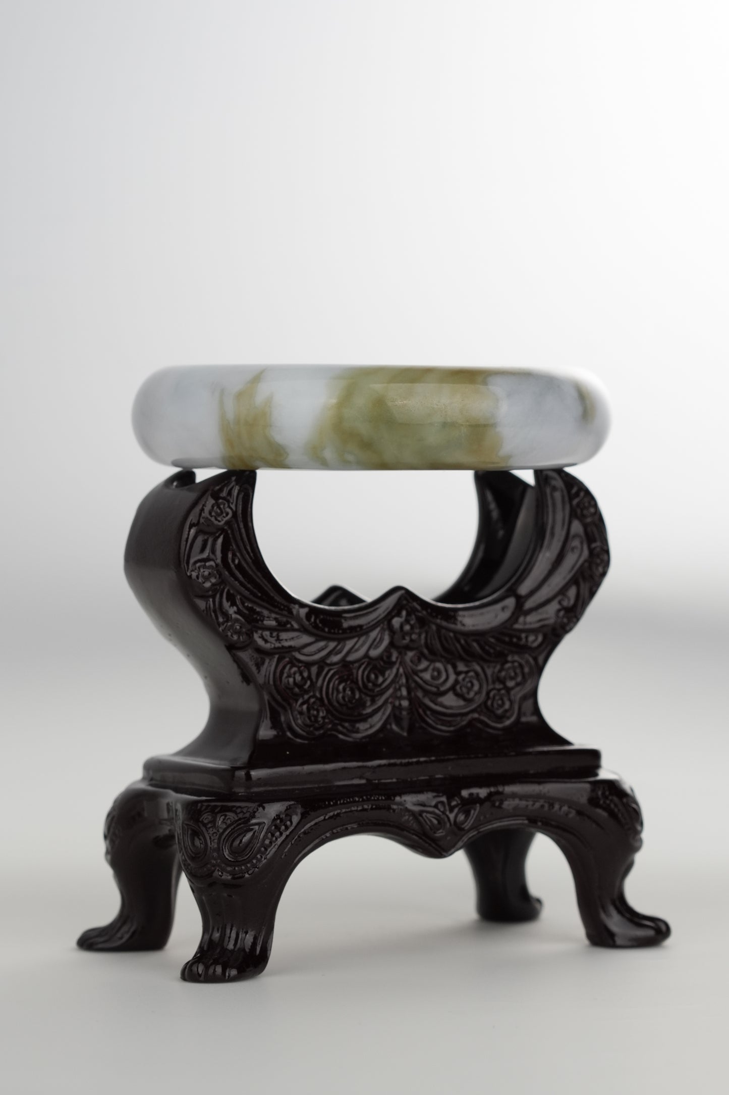 #0193 "Tiger" Blue Yellow Jade Bangle Size 58.5