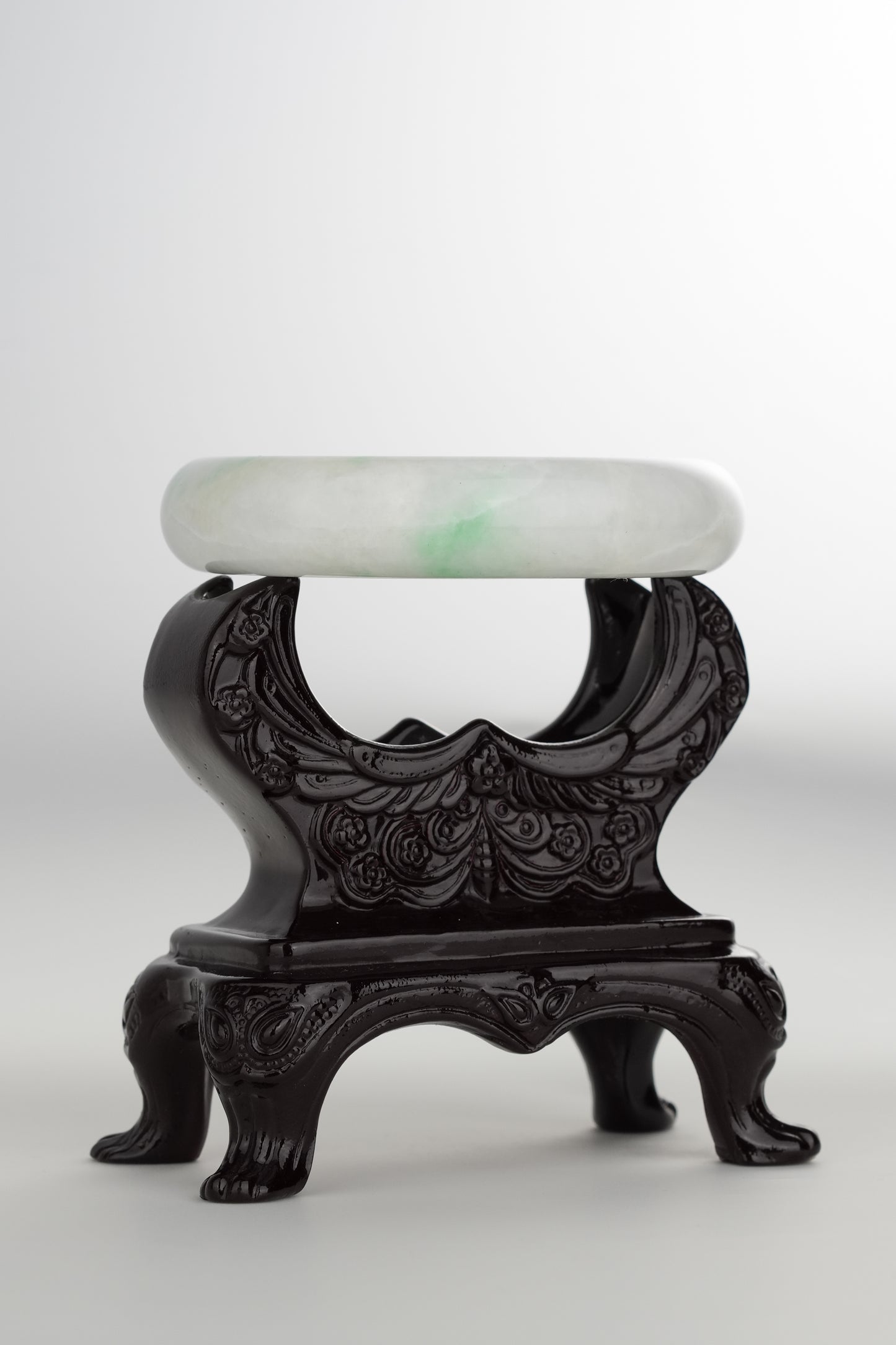 #0200 White Green Jade Bangle Size 59.5