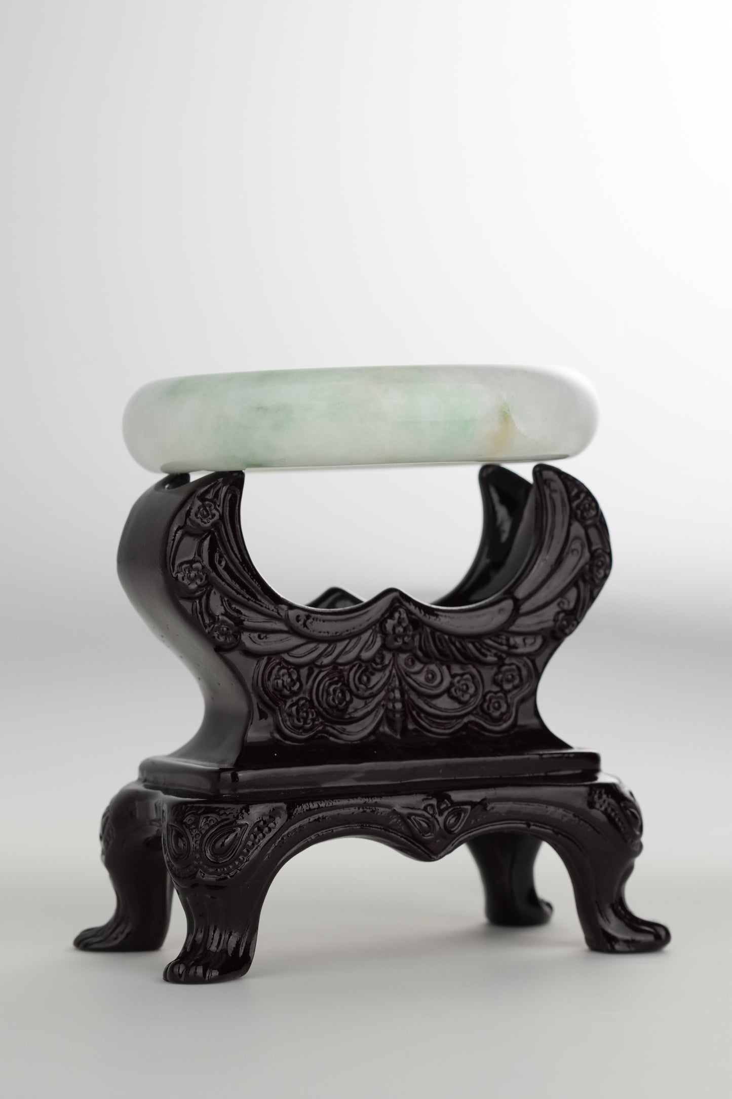 #0200 White Green Jade Bangle Size 59.5