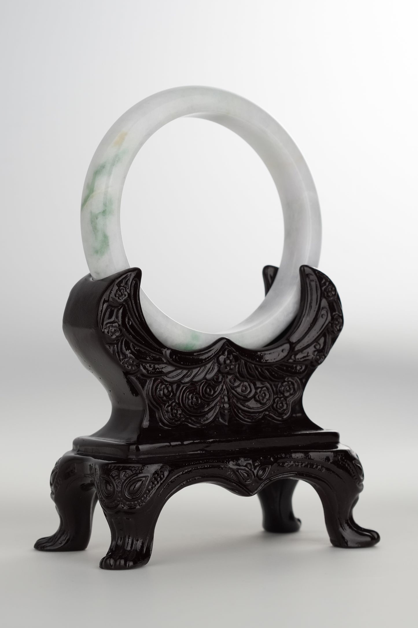 #0203 White Green Light Lavender Jade Bangle Size 59.3