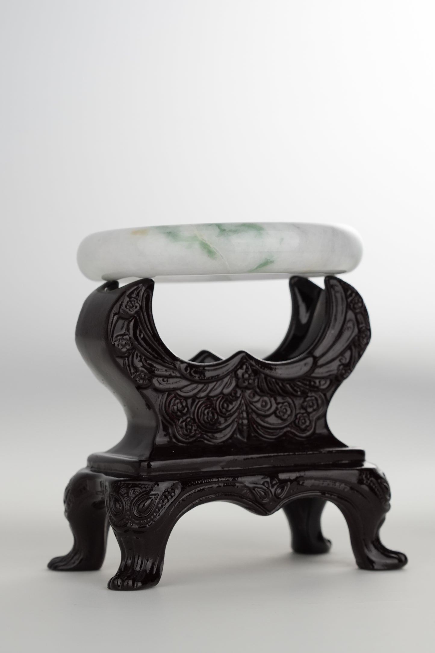 #0203 White Green Light Lavender Jade Bangle Size 59.3