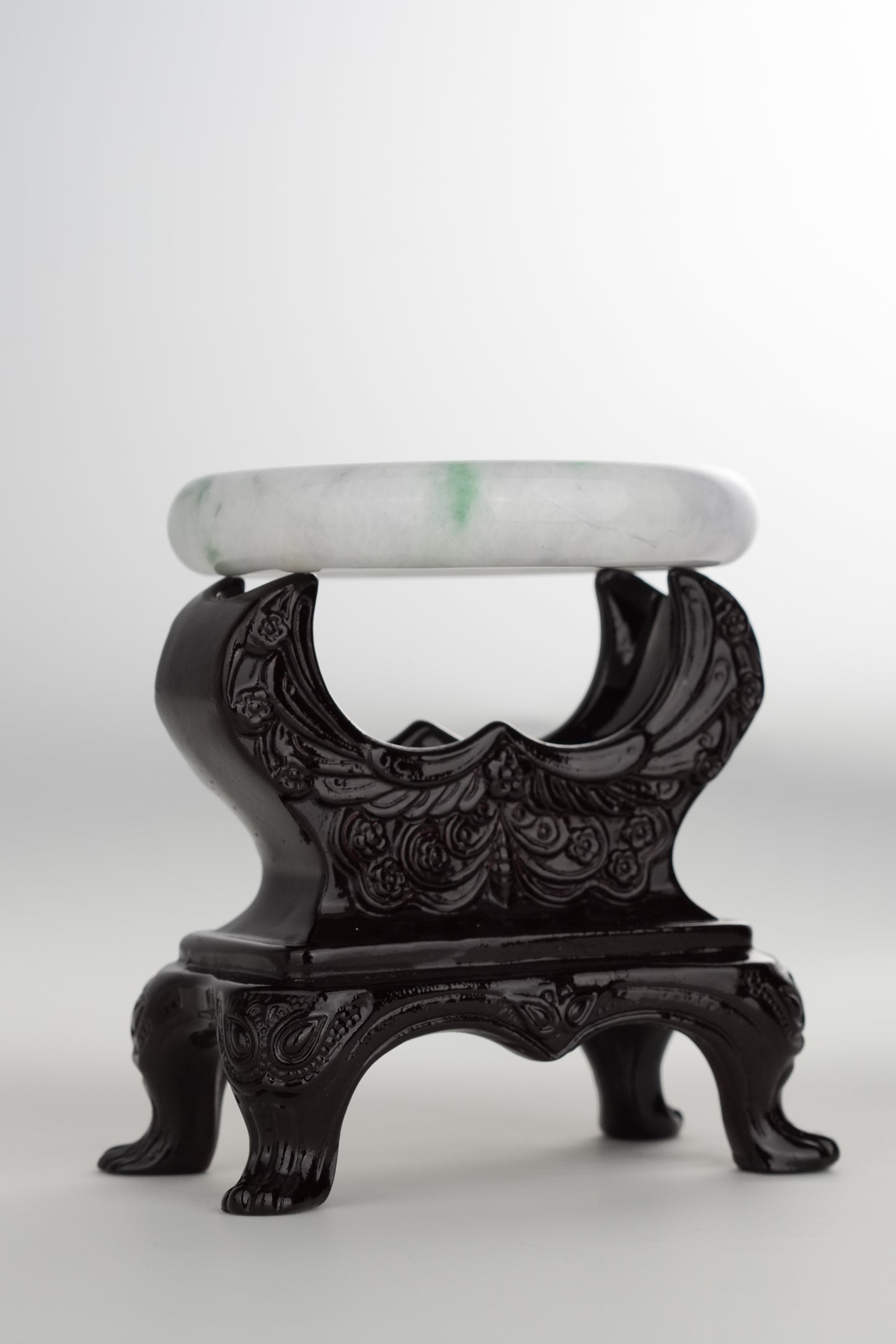 #0203 White Green Light Lavender Jade Bangle Size 59.3