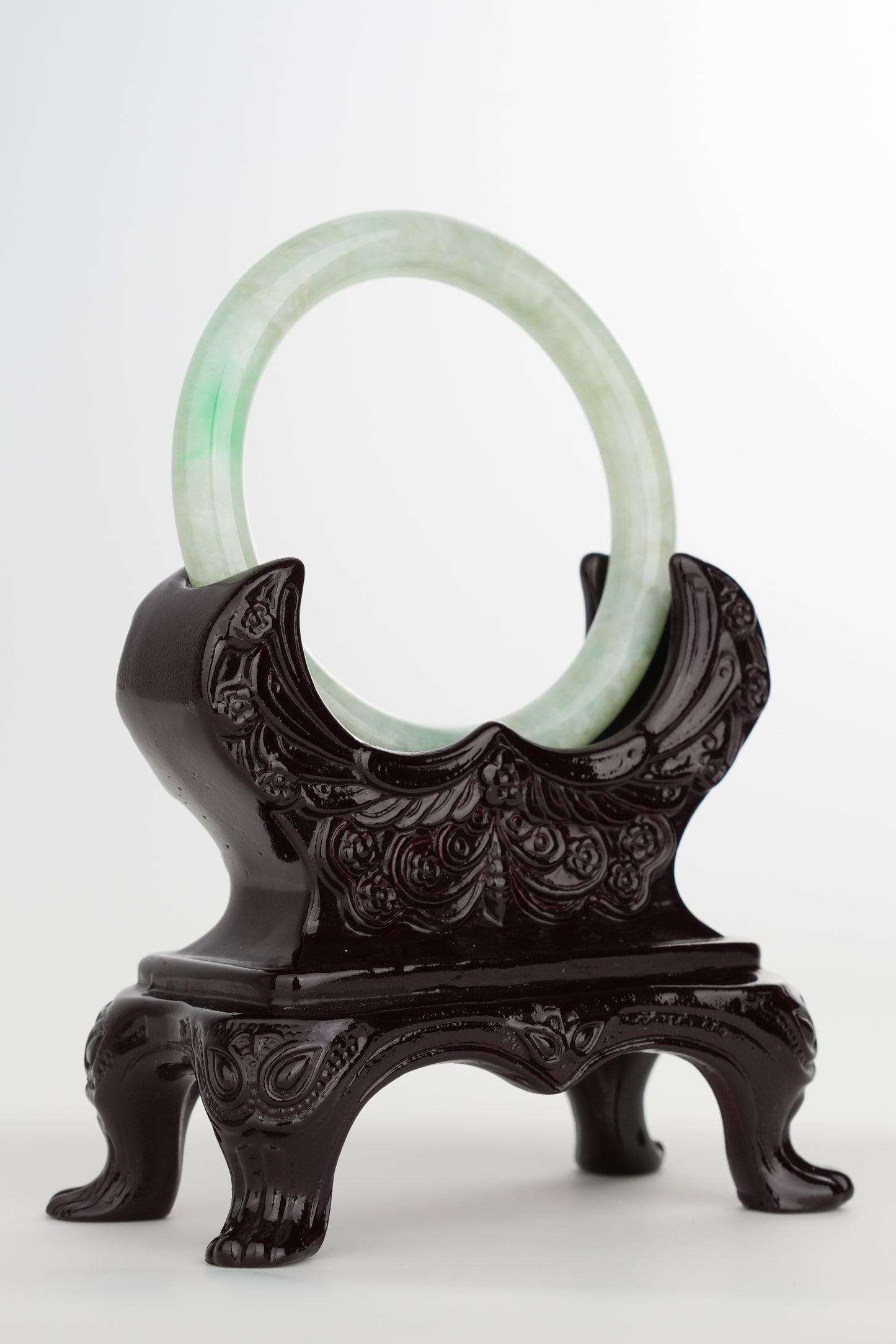 #0215 Icy Bright Green Jade Bangle Size 52.7 (fits up to 54)
