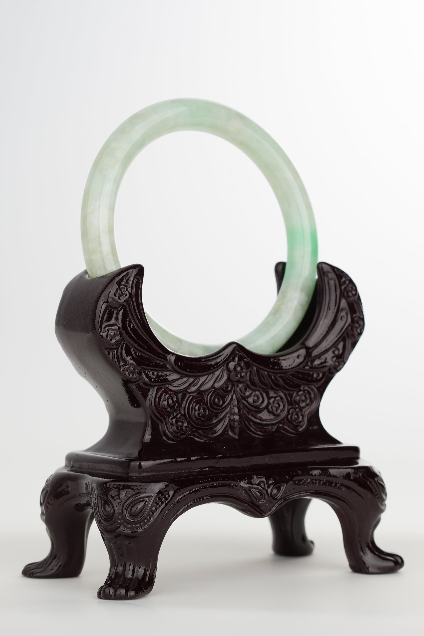 #0215 Icy Bright Green Jade Bangle Size 52.7 (fits up to 54)