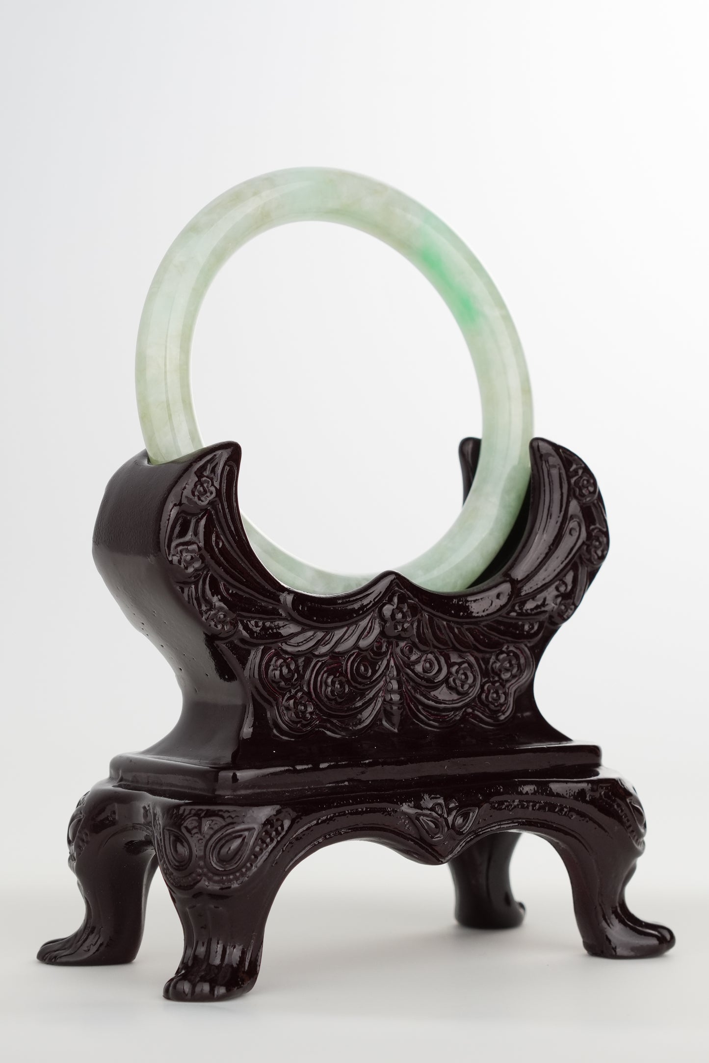 #0215 Icy Bright Green Jade Bangle Size 52.7 (fits up to 54)