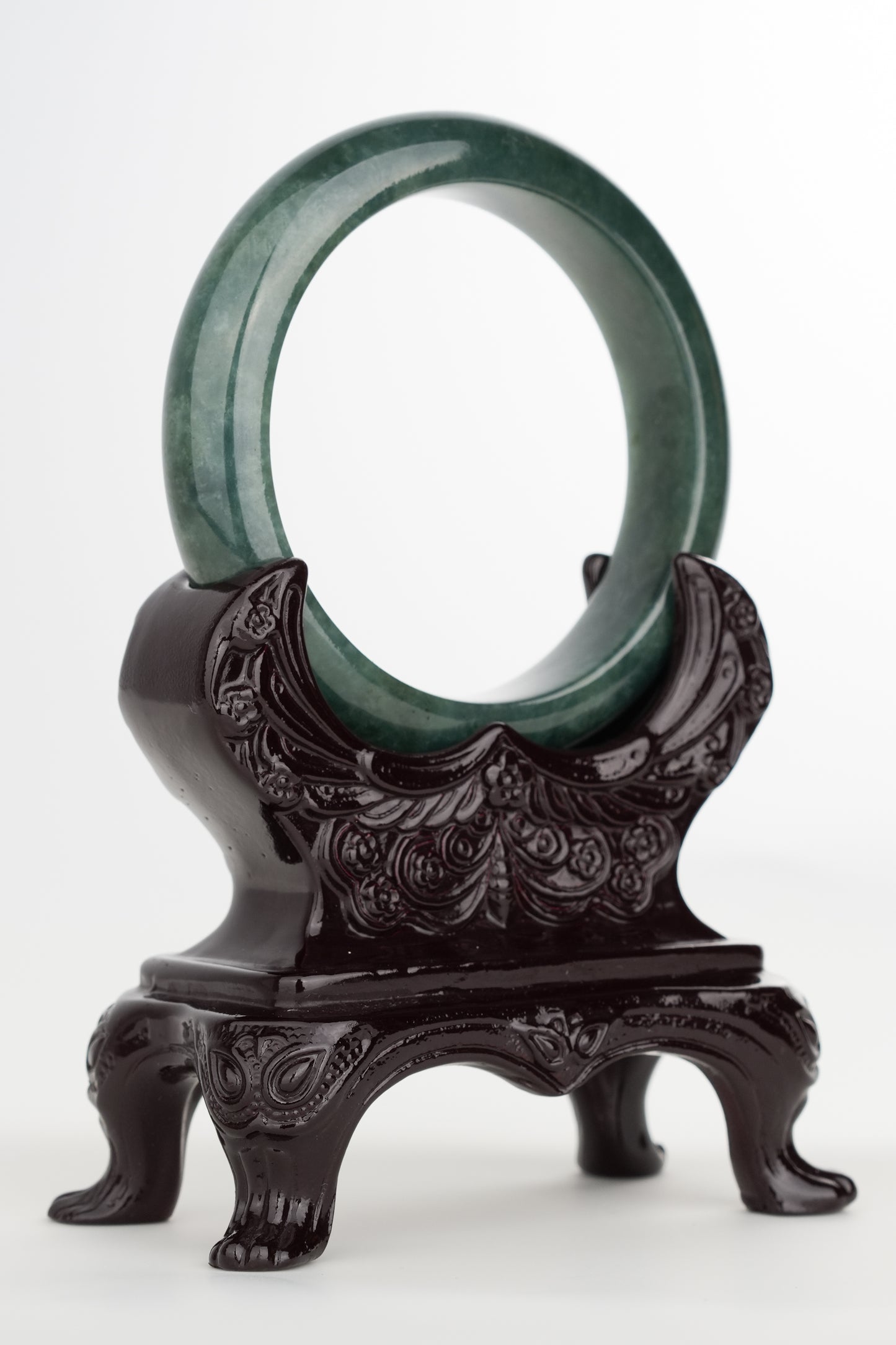 #0221 Rich Olive Green Blue Water Jade Bangle Size 57.1