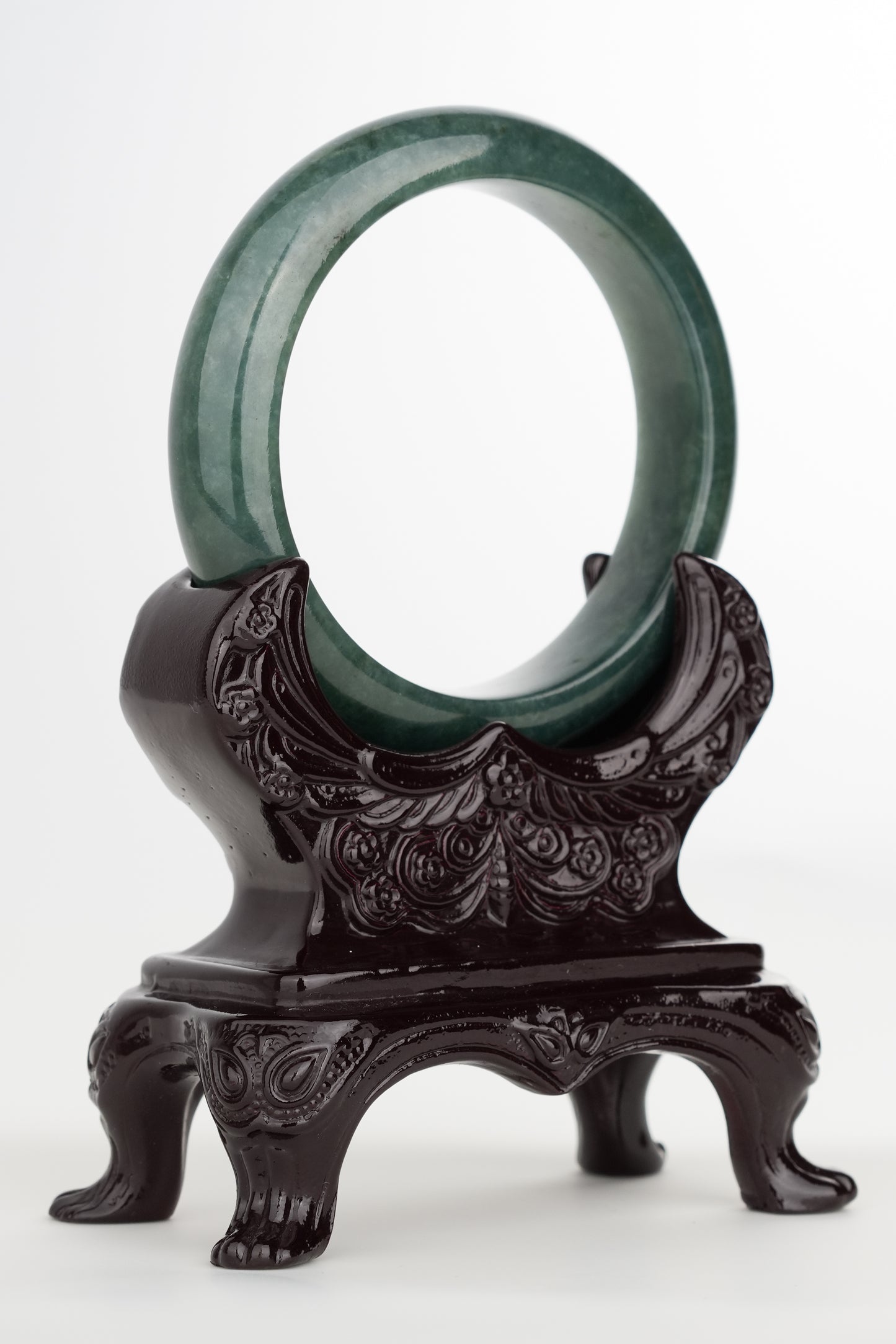 #0221 Rich Olive Green Blue Water Jade Bangle Size 57.1