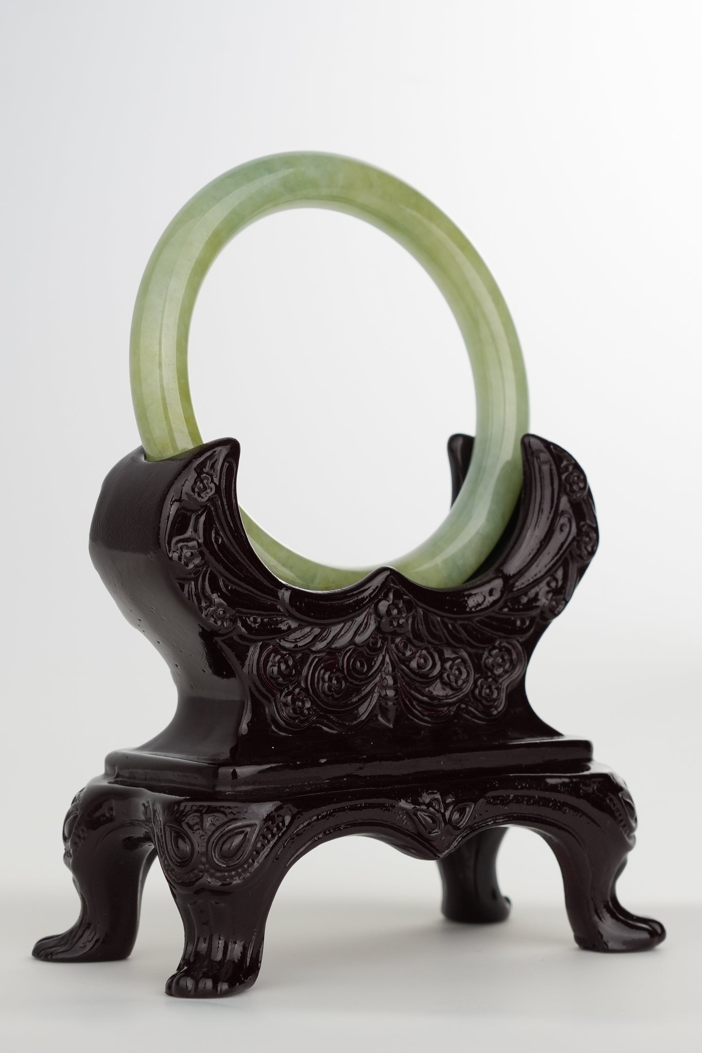 #0234 Icy Green Yellow Jade Bangle Size 53.5 (fits up to 55)