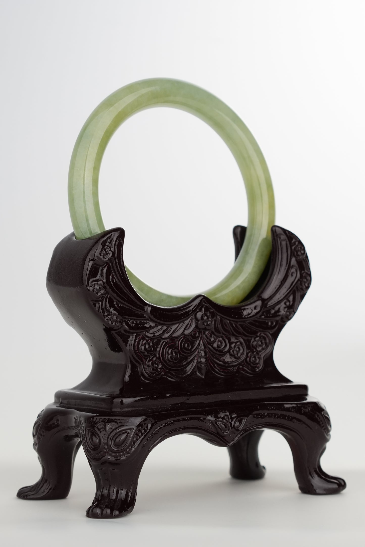 #0234 Icy Green Yellow Jade Bangle Size 53.5 (fits up to 55)