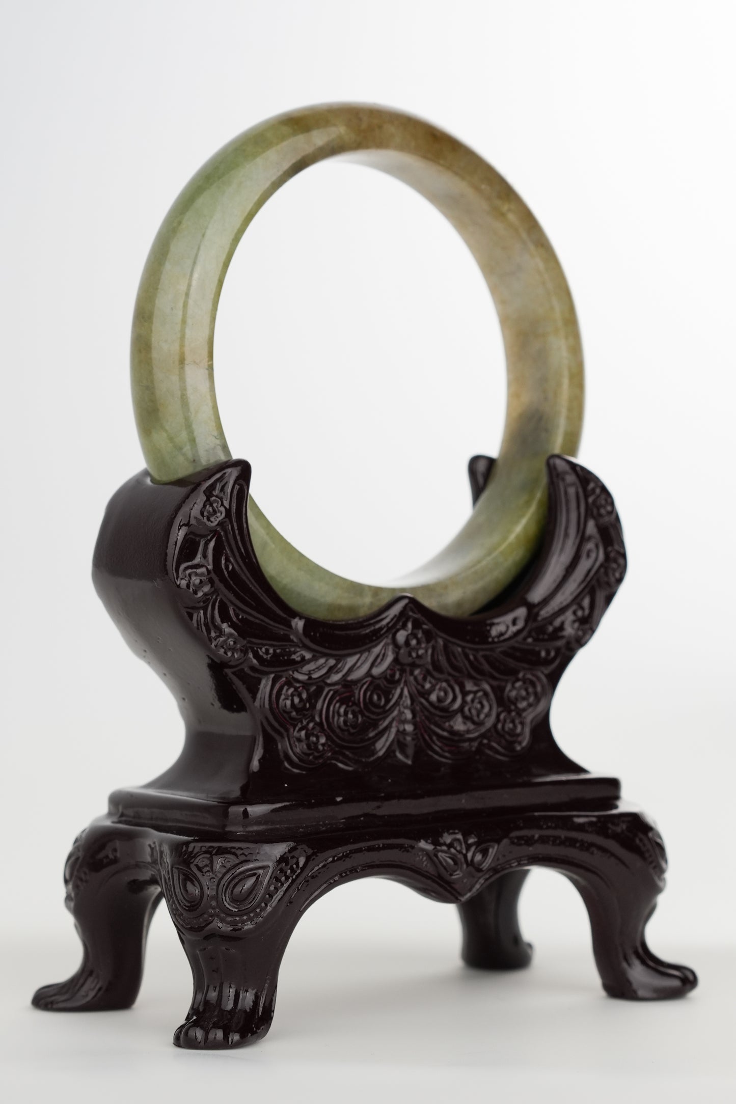 #0237 Yellowish Dark Green Jade Bangle Size 58.6