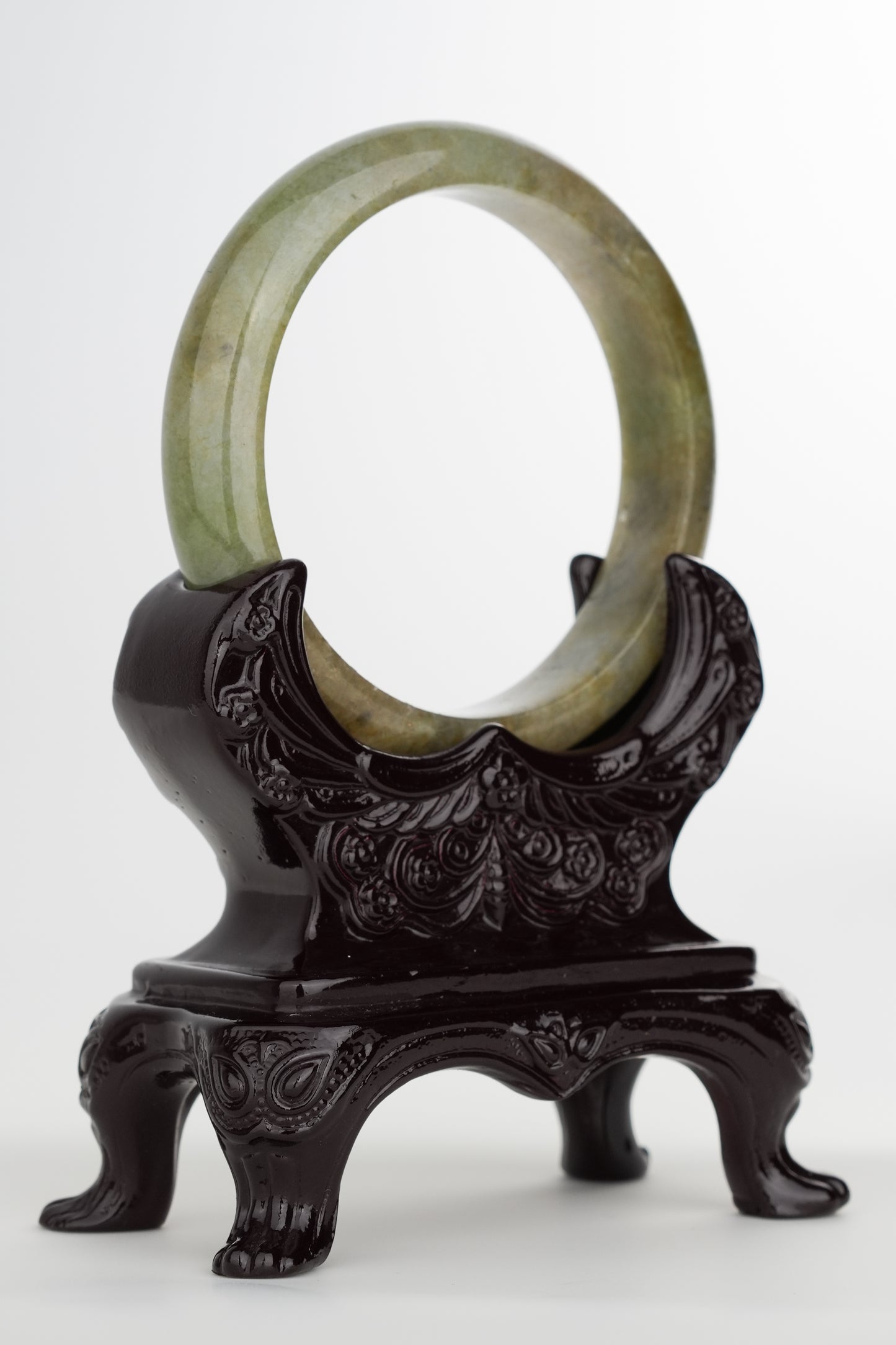 #0237 Yellowish Dark Green Jade Bangle Size 58.6