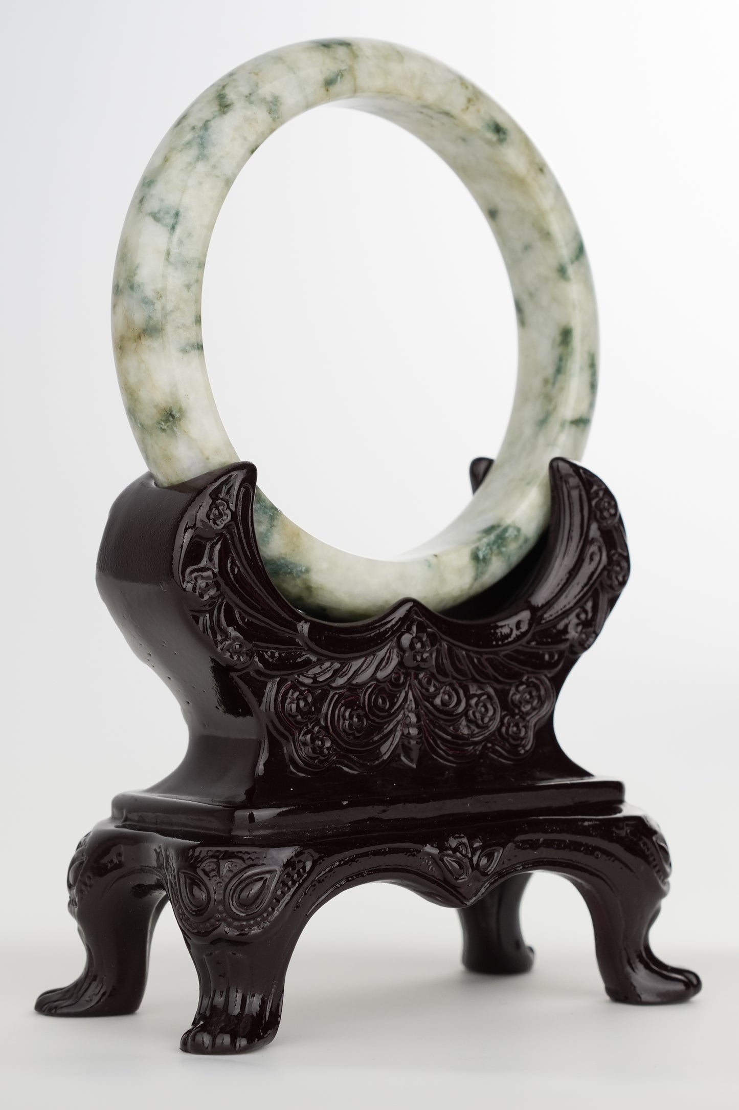 #0241 "Garden" Blue Yellow Flower Jade Bangle Size 63