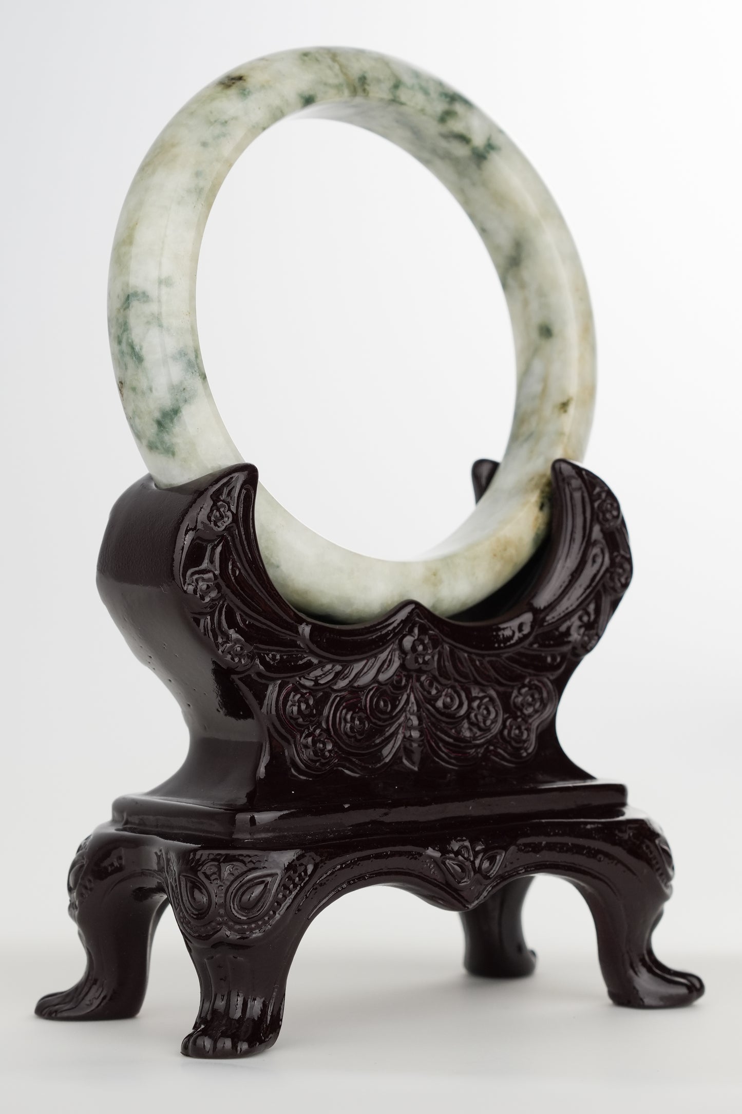 #0241 "Garden" Blue Yellow Flower Jade Bangle Size 63