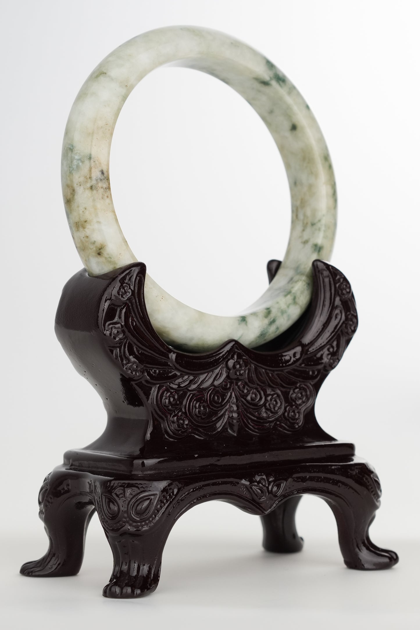 #0241 "Garden" Blue Yellow Flower Jade Bangle Size 63