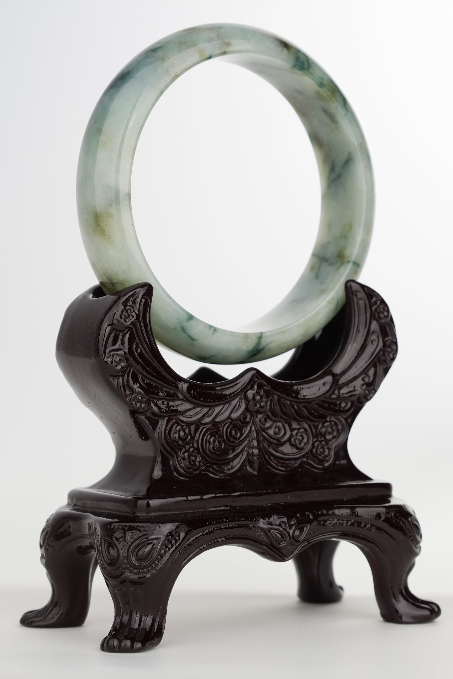 #0251 Blue Flower Yellow Jade Bangle Size 59.2