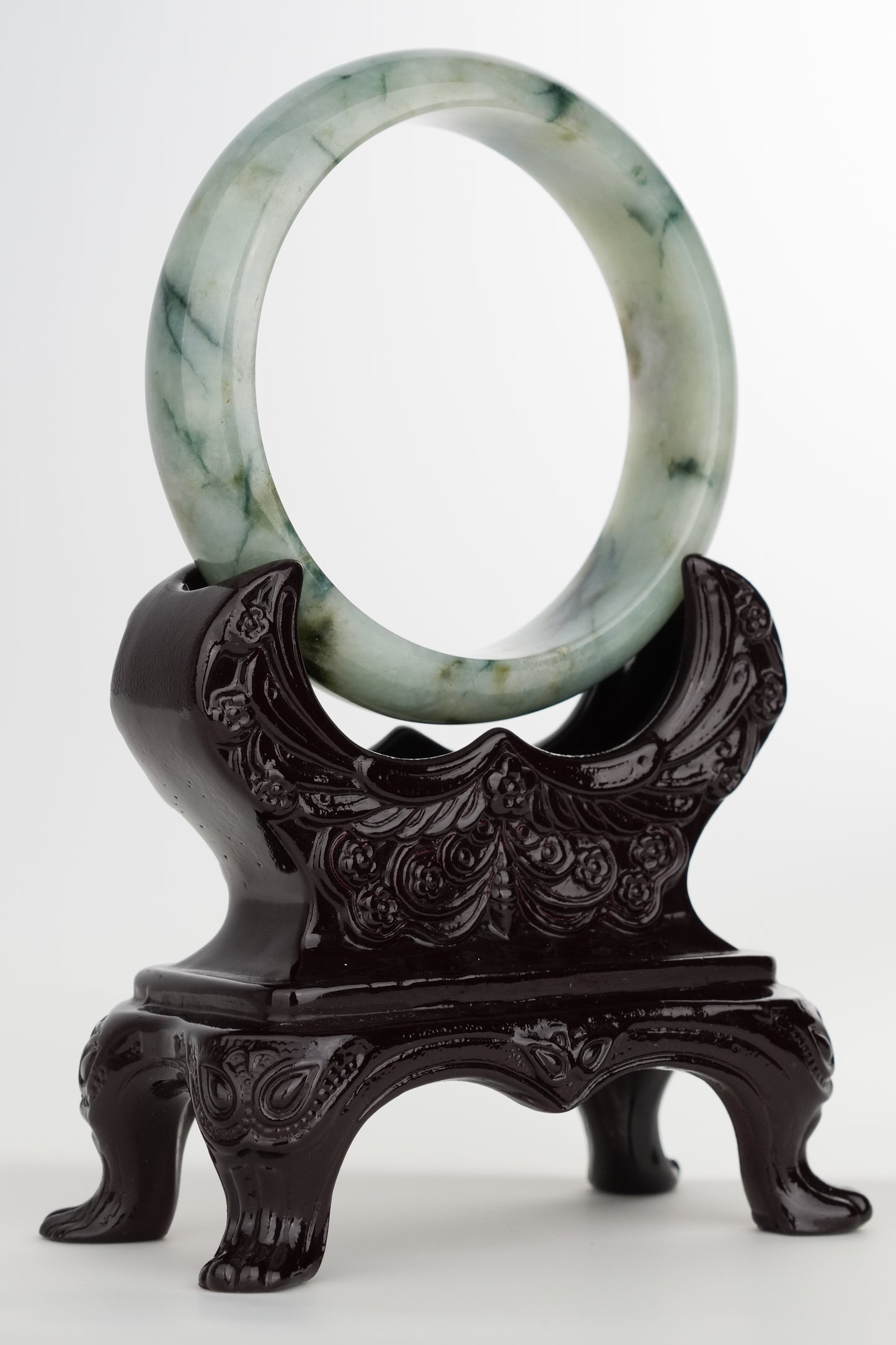 #0251 Blue Flower Yellow Jade Bangle Size 59.2